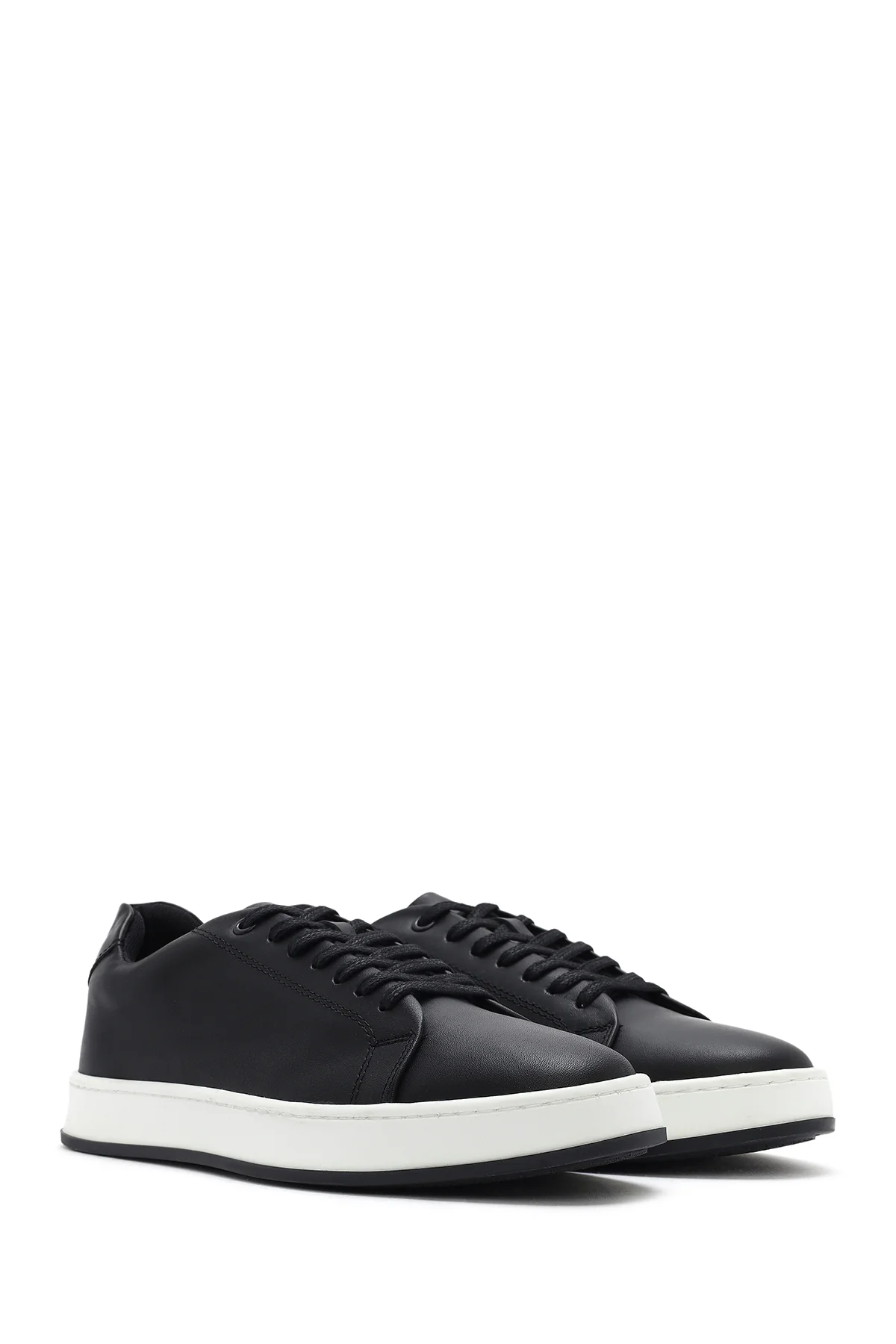 Erkek Siyah Bağcıklı Deri Sneaker - Image 3