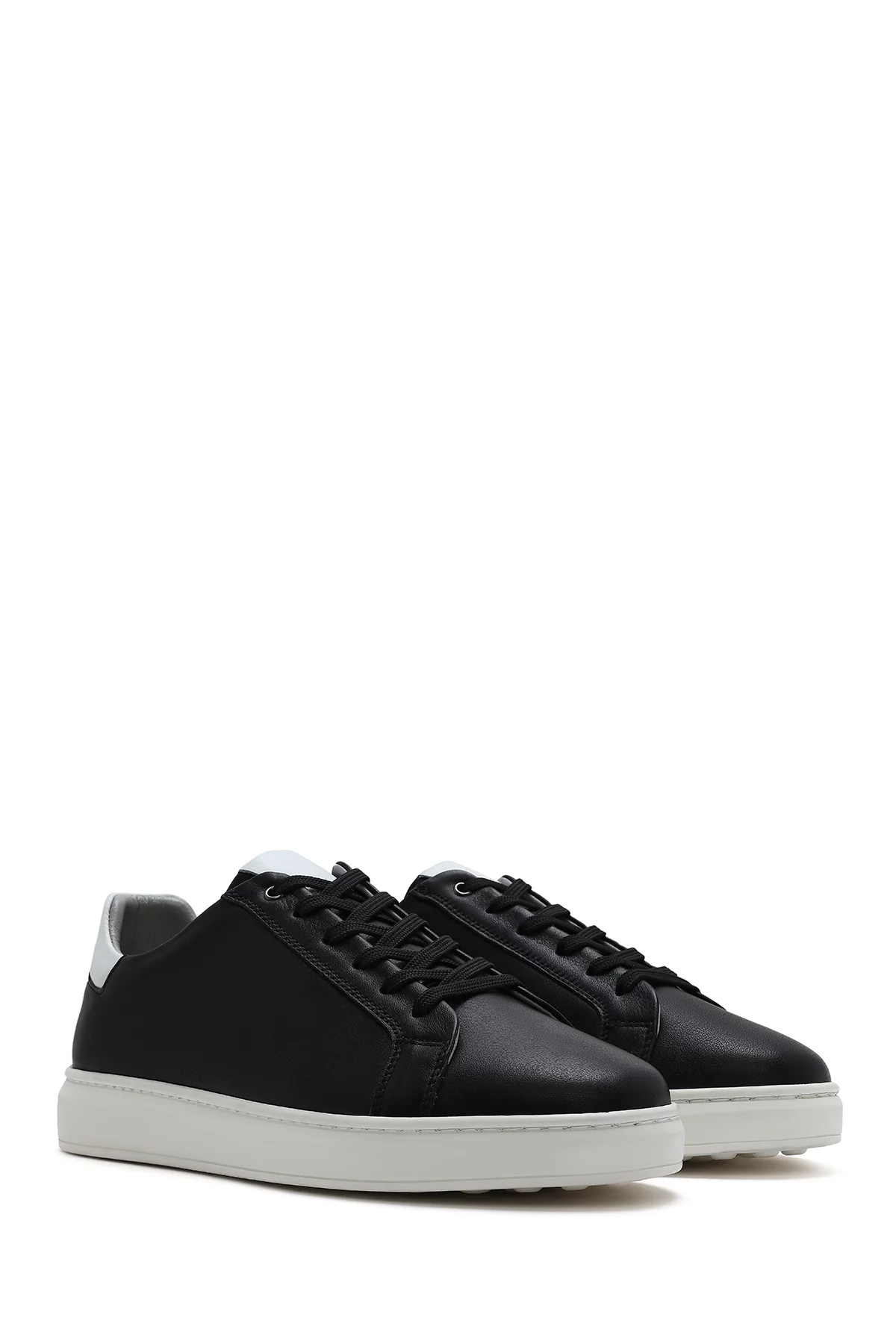 Erkek Siyah Bağcıklı Deri Sneaker - Image 3
