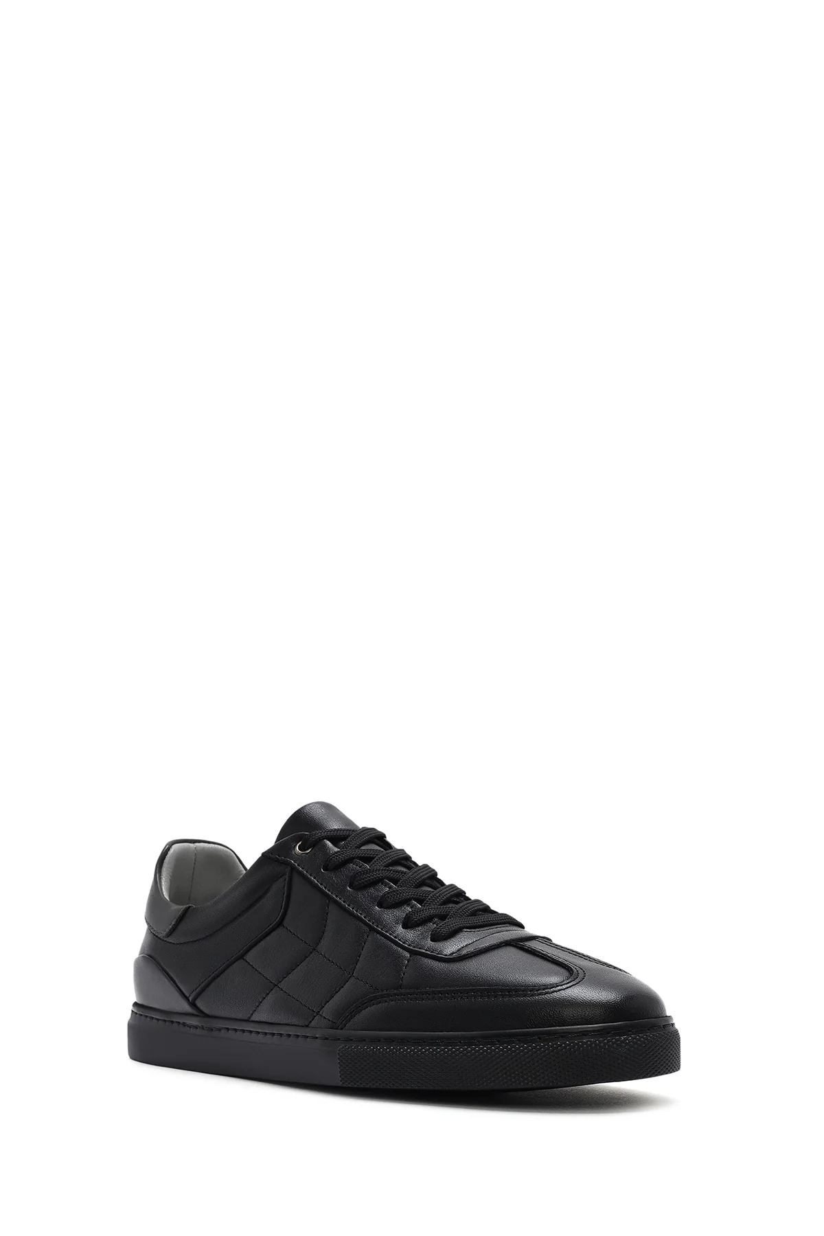 Erkek Siyah Bağcıklı Deri Sneaker - Image 6