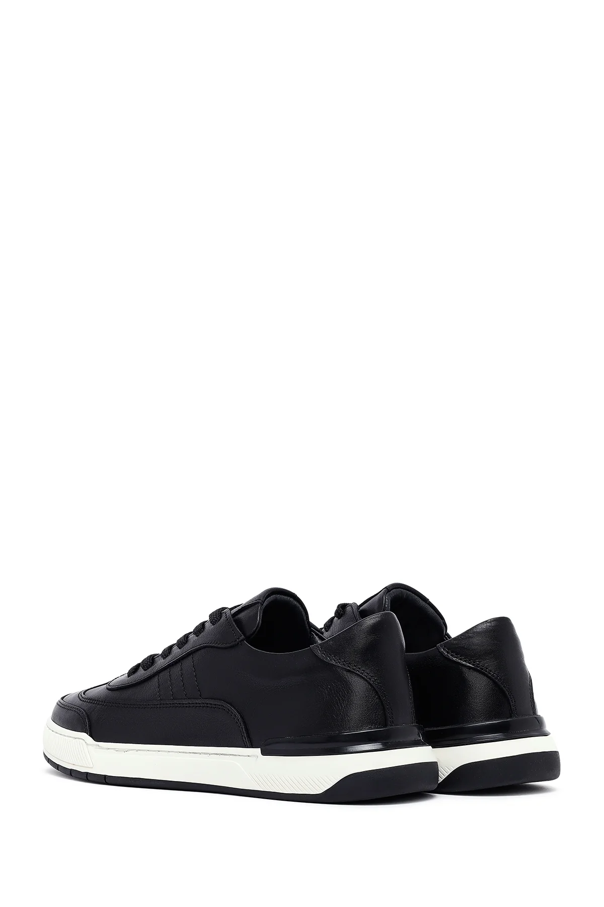 Erkek Siyah Bağcıklı Deri Sneaker - Image 5