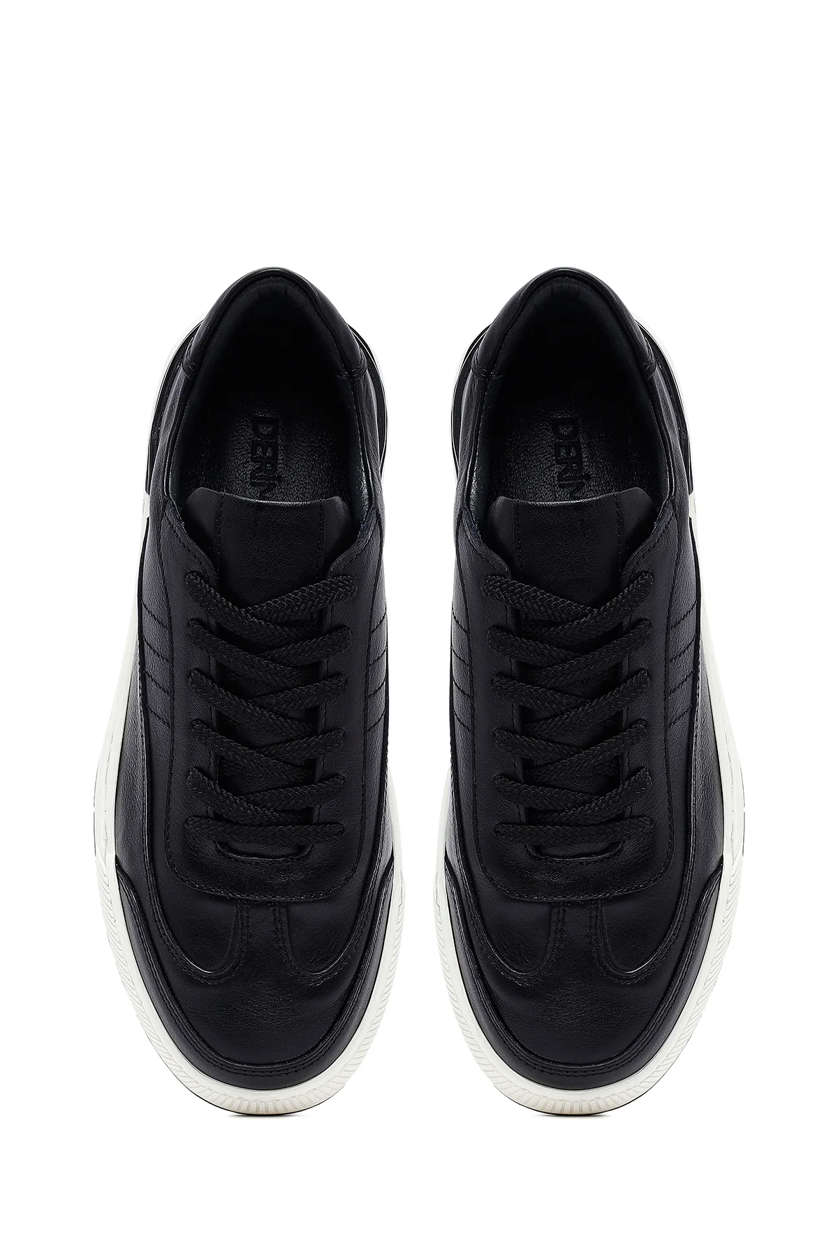 Erkek Siyah Bağcıklı Deri Sneaker - Image 7