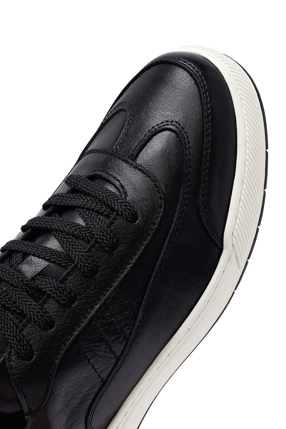 Erkek Siyah Bağcıklı Deri Sneaker - Image 9