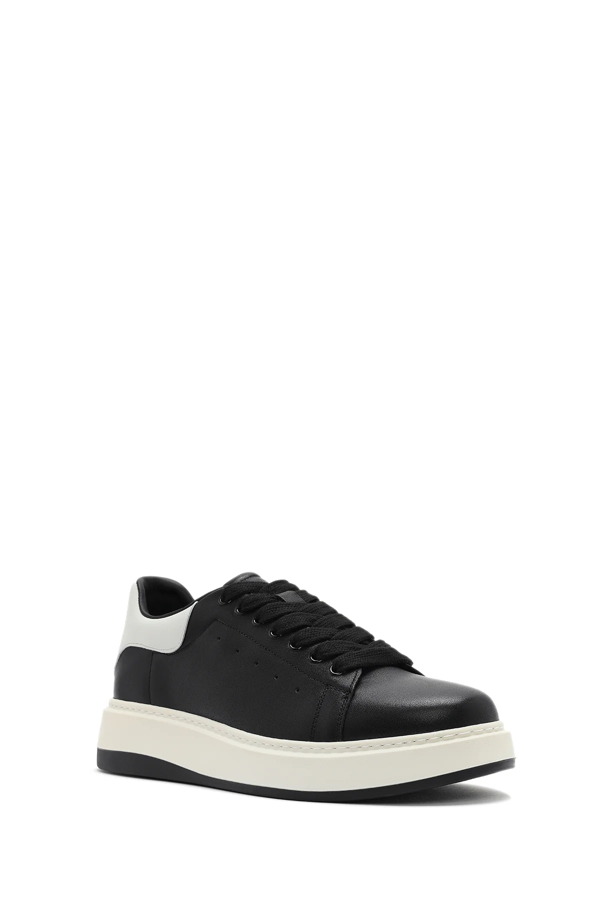Erkek Siyah Bağcıklı Deri Sneaker - Image 6
