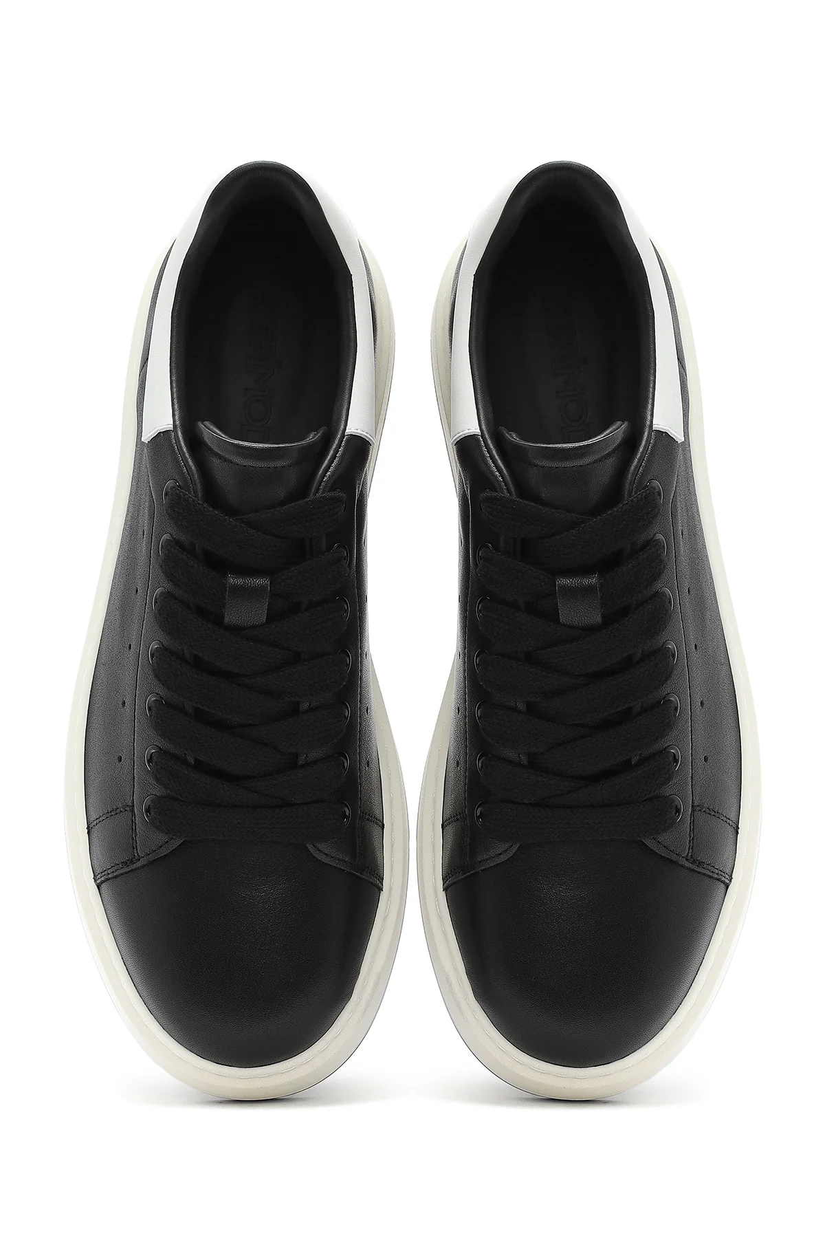 Erkek Siyah Bağcıklı Deri Sneaker - Image 7