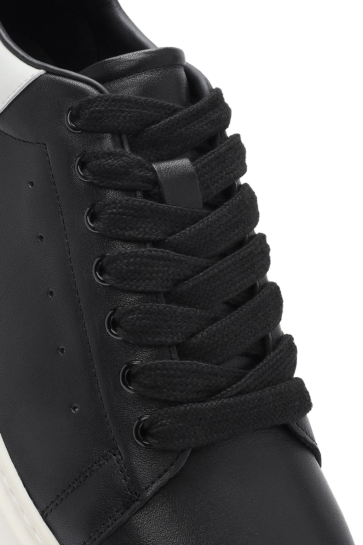 Erkek Siyah Bağcıklı Deri Sneaker - Image 8