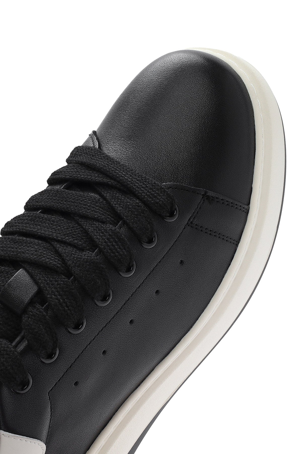 Erkek Siyah Bağcıklı Deri Sneaker - Image 9