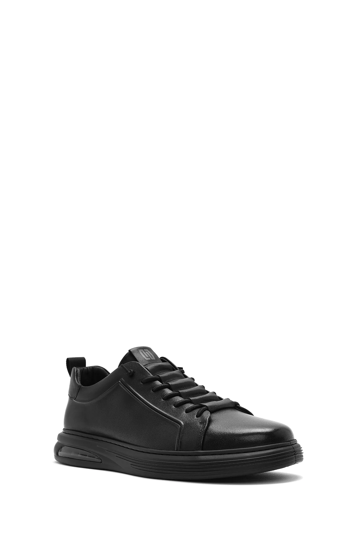 Erkek Siyah Bağcıklı Deri Sneaker - Image 6