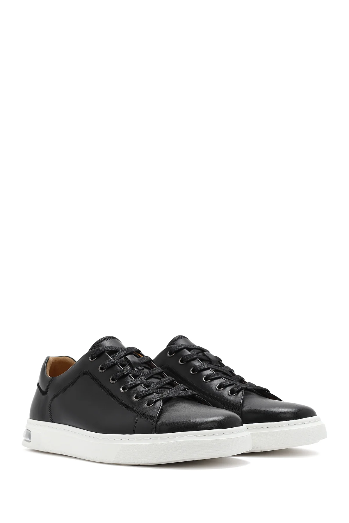 Erkek Siyah Bağcıklı Deri Sneaker - Image 3