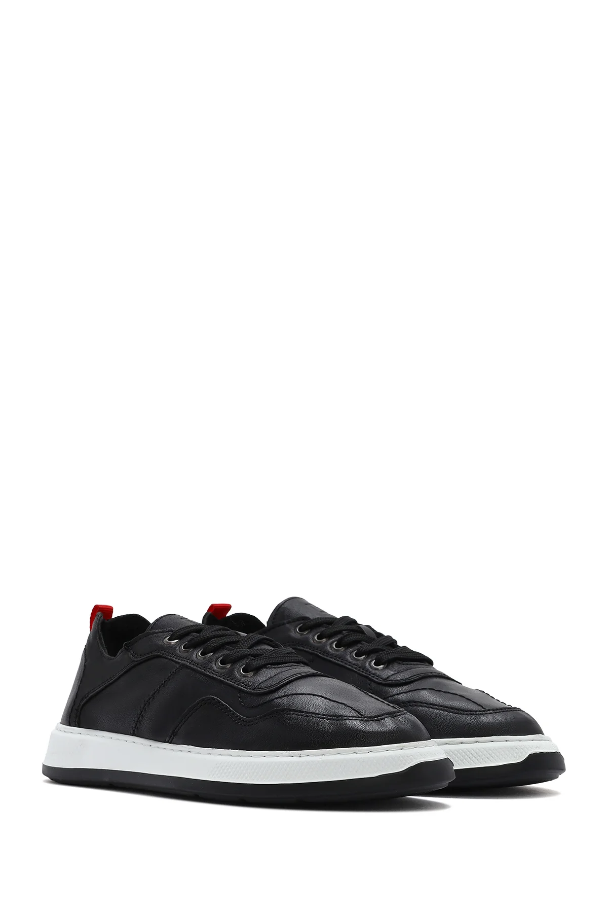 Erkek Siyah Bağcıklı Deri Sneaker - Image 3