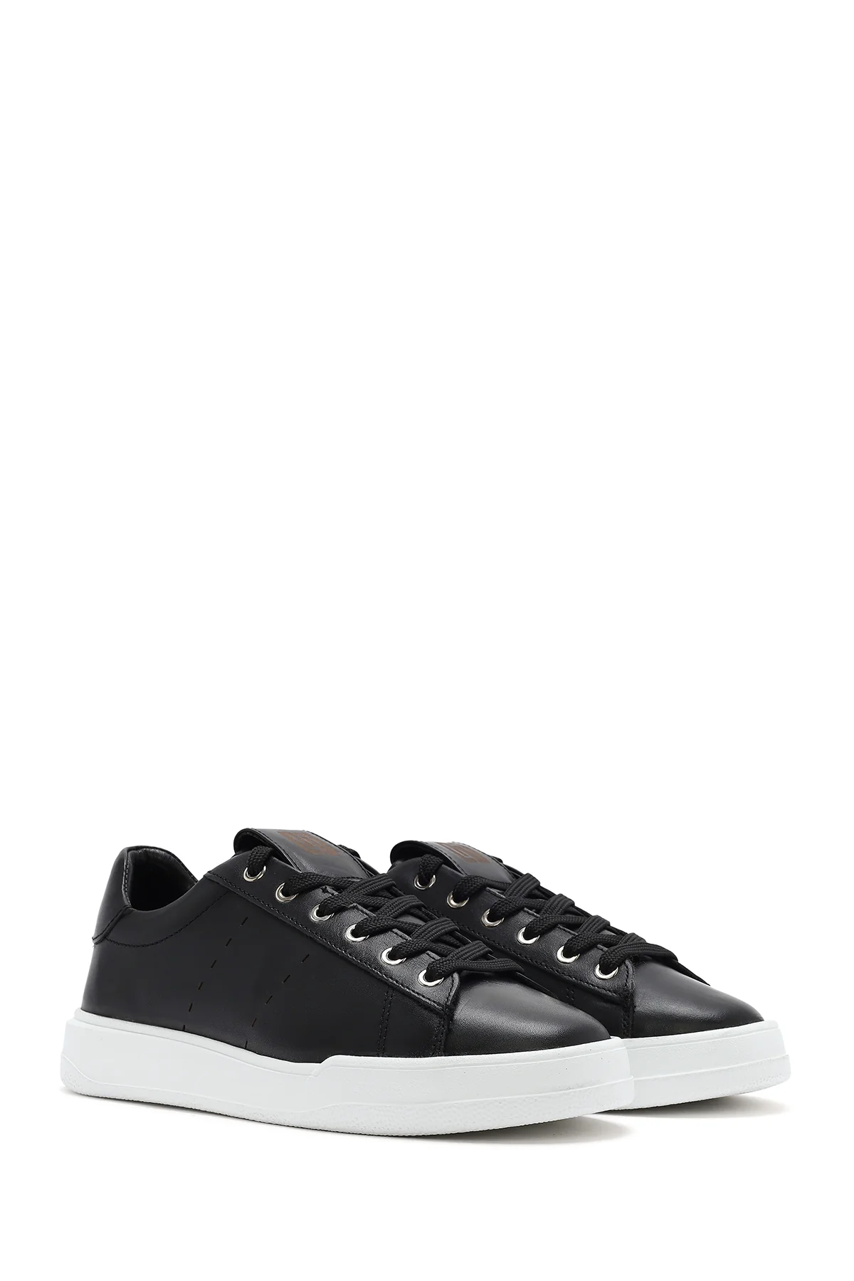 Erkek Siyah Bağcıklı Deri Sneaker - Image 3