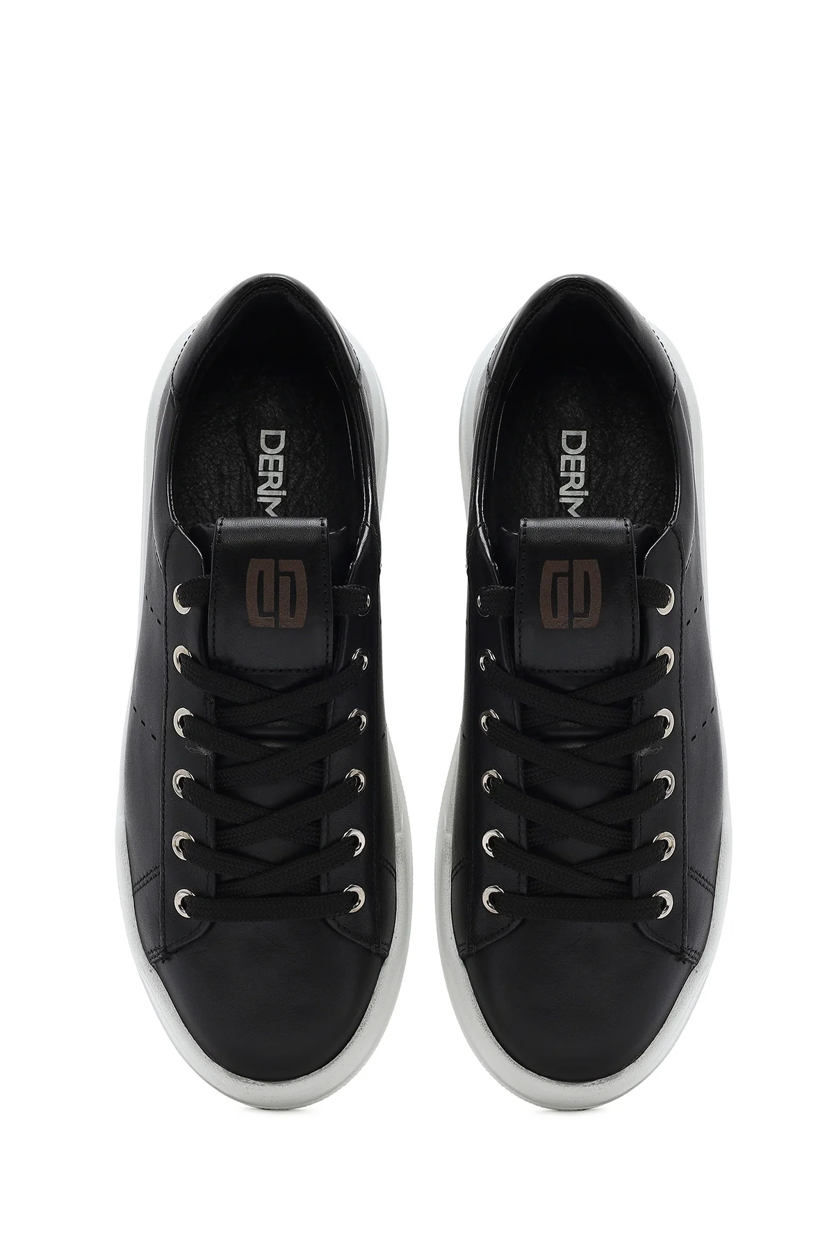 Erkek Siyah Bağcıklı Deri Sneaker - Image 7