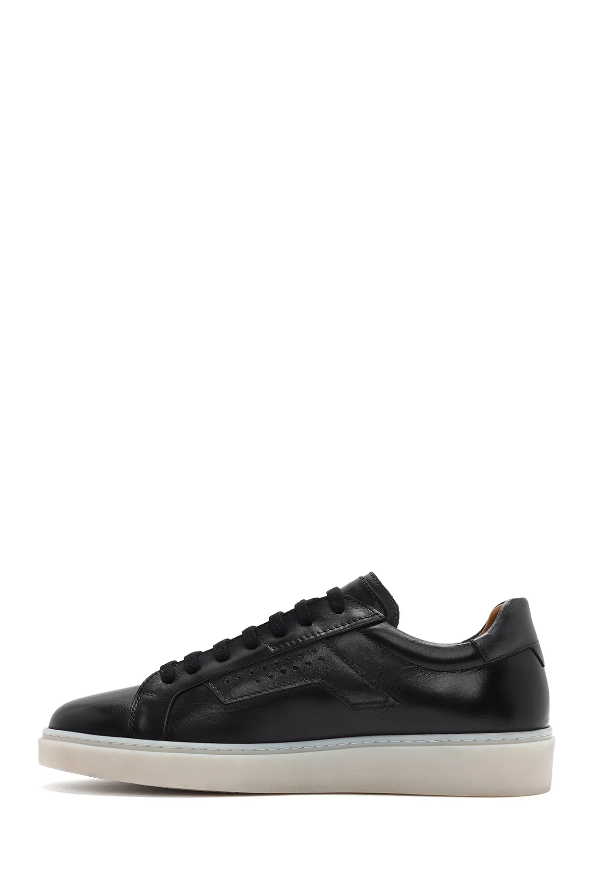 Erkek Siyah Bağcıklı Deri Sneaker - Image 2