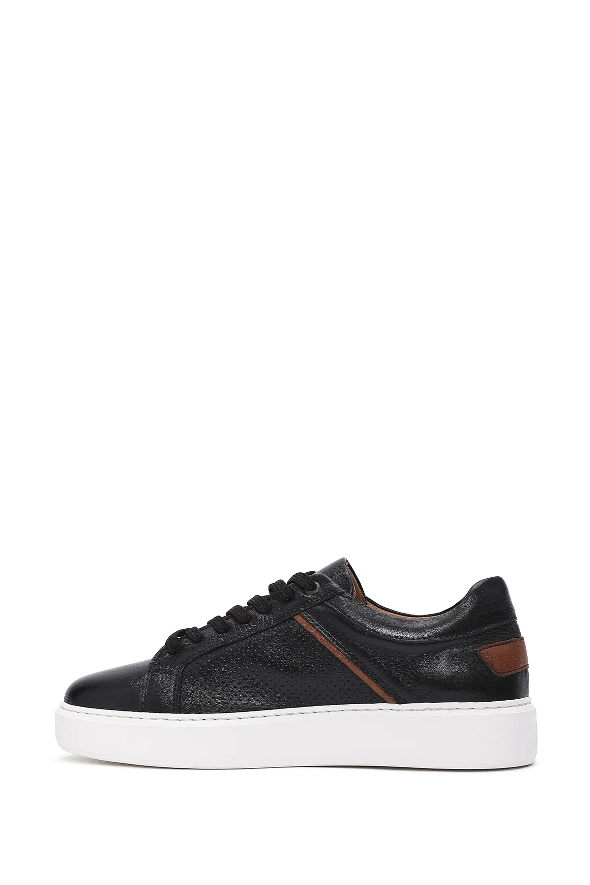 Erkek Siyah Bağcıklı Deri Sneaker - Image 2