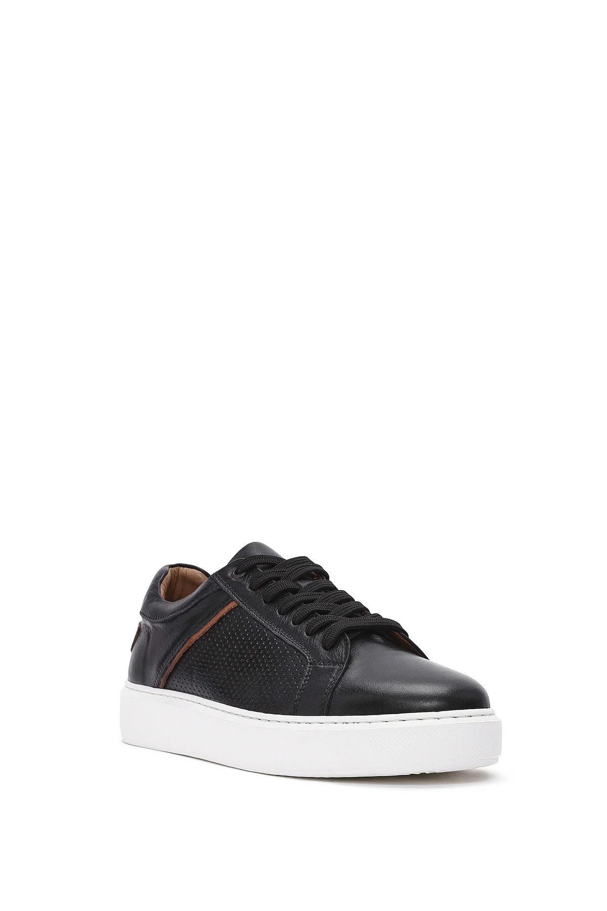 Erkek Siyah Bağcıklı Deri Sneaker - Image 6