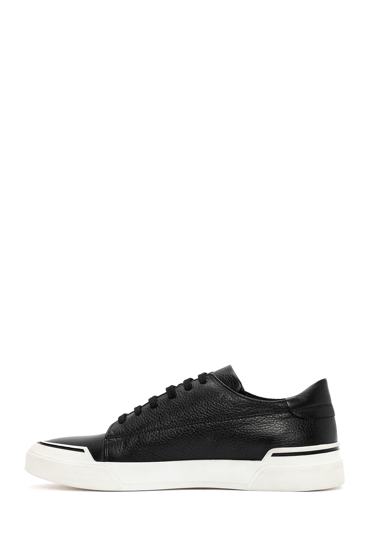 Erkek Siyah Bağcıklı Deri Sneaker - Image 2