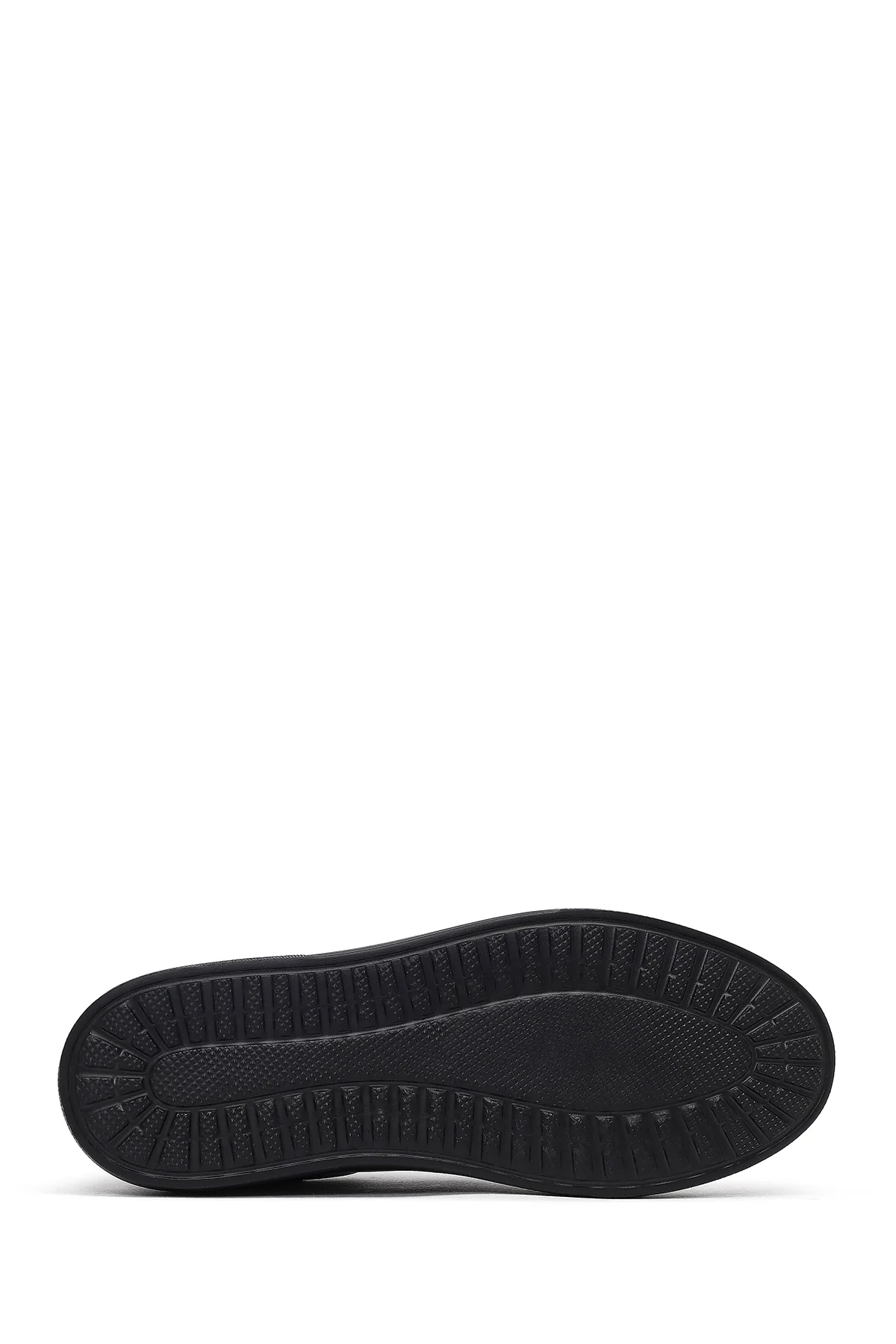 Erkek Siyah Bağcıklı Kalın Tabanlı Deri Sneaker - Image 4