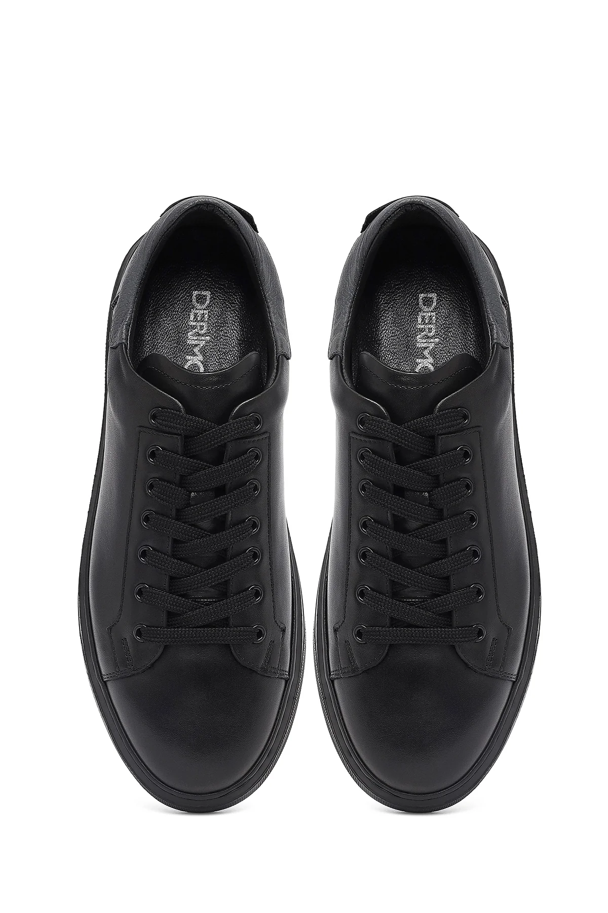 Erkek Siyah Bağcıklı Kalın Tabanlı Deri Sneaker - Image 7