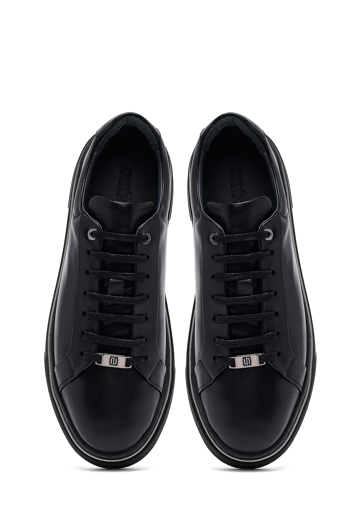 Erkek Siyah Bağcıklı Deri Sneaker - Image 7