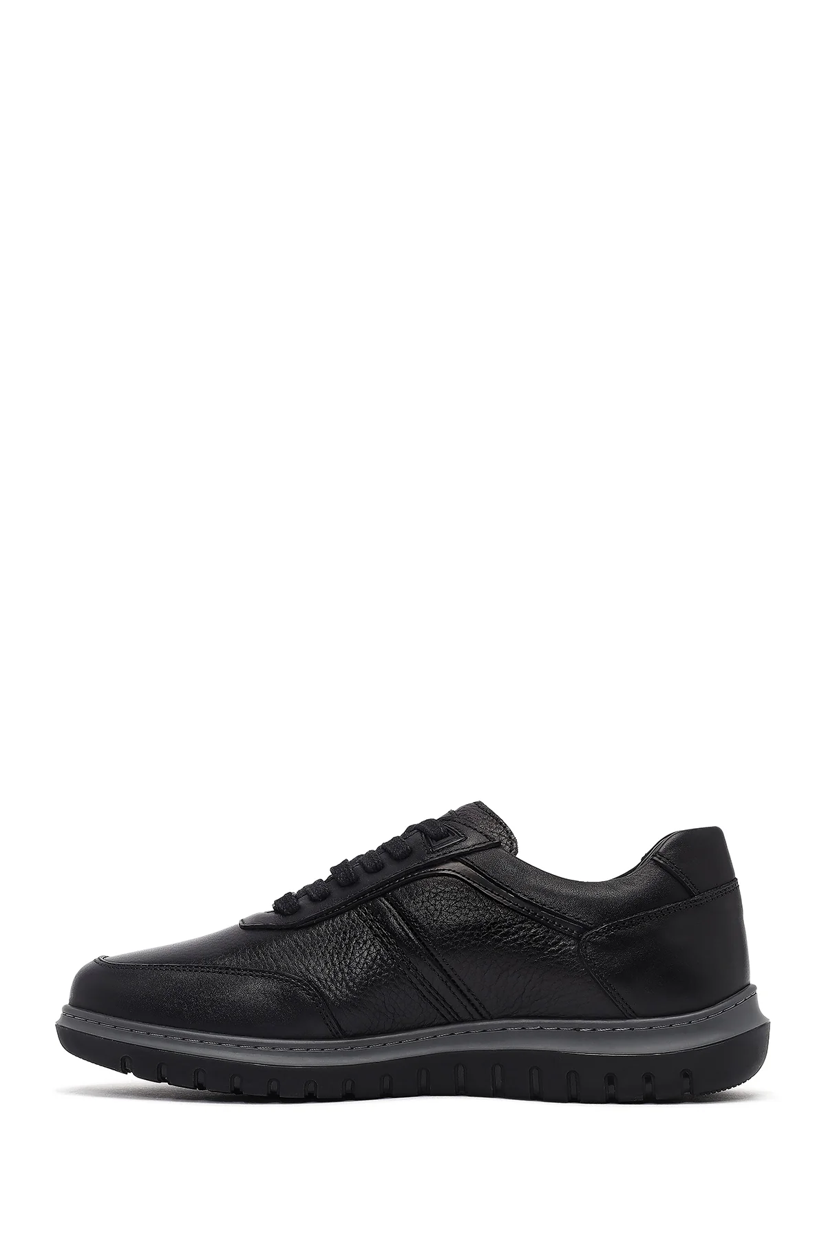 Erkek Siyah Bağcıklı Deri Sneaker - Image 2
