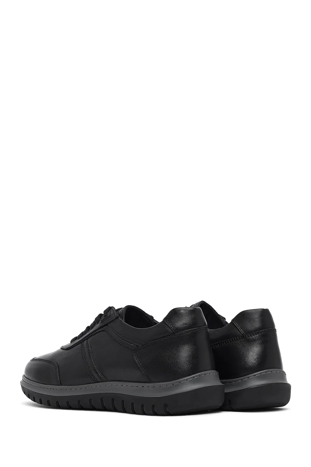 Erkek Siyah Bağcıklı Deri Sneaker - Image 5