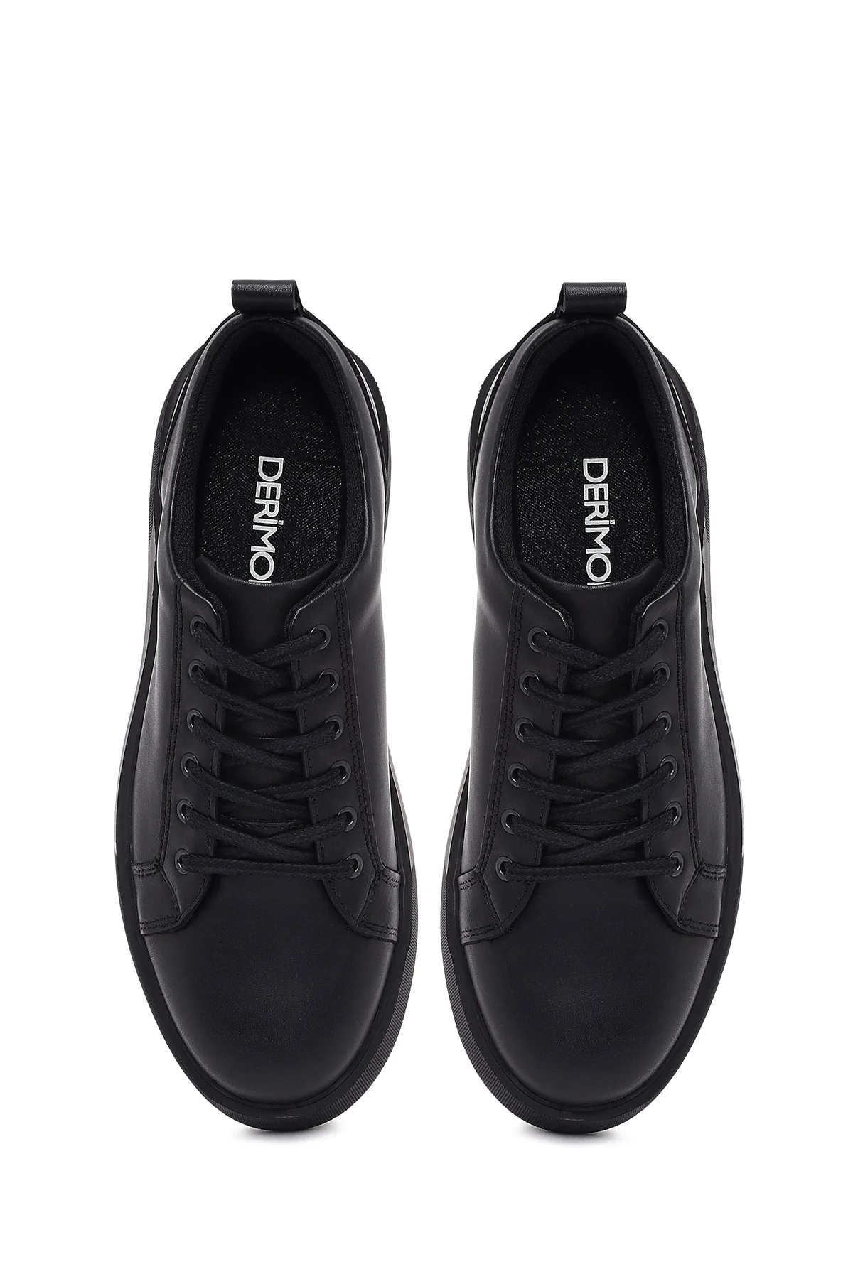 Erkek Siyah Bağcıklı Deri Sneaker - Image 7