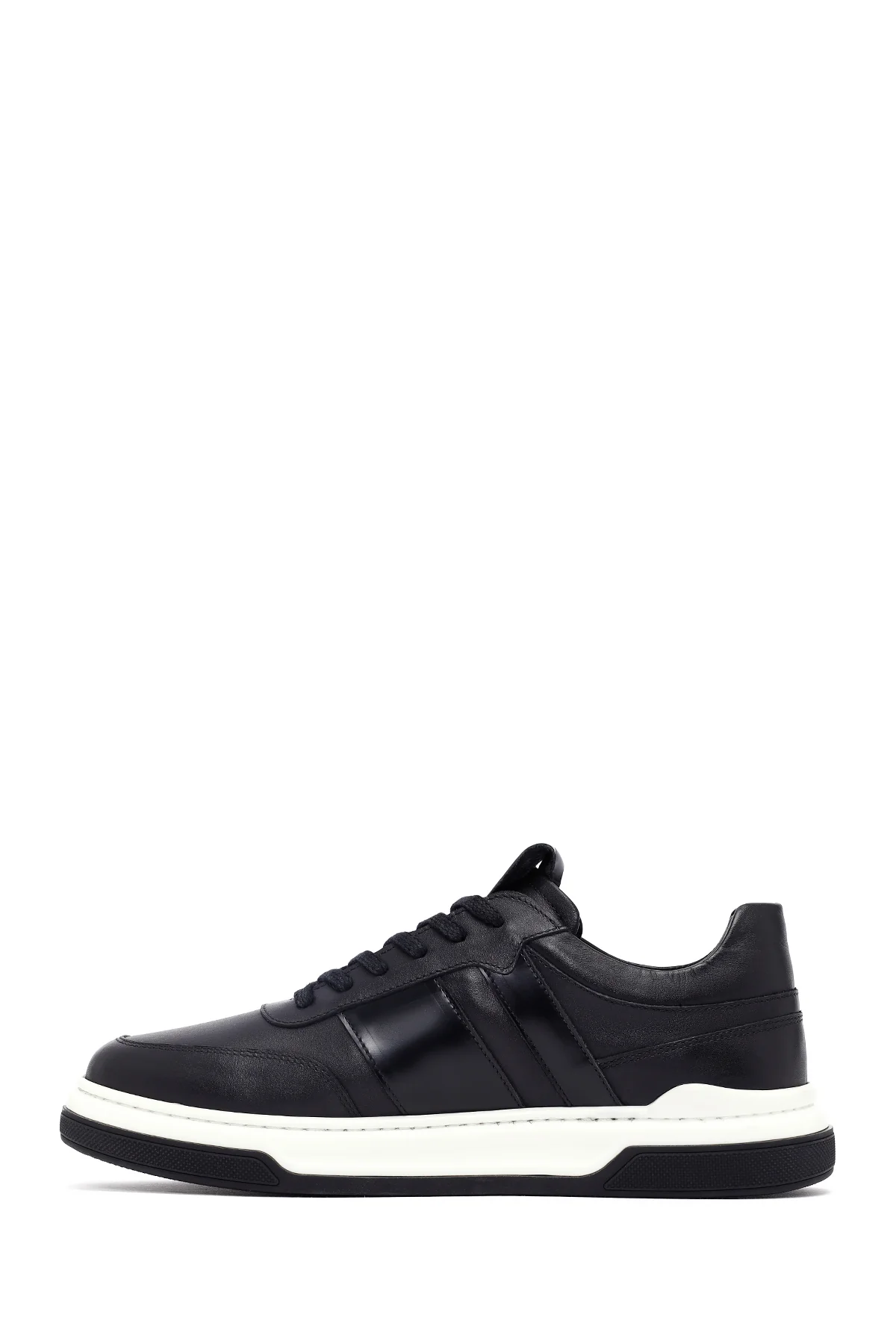 Erkek Siyah Bağcıklı Deri Sneaker - Image 2