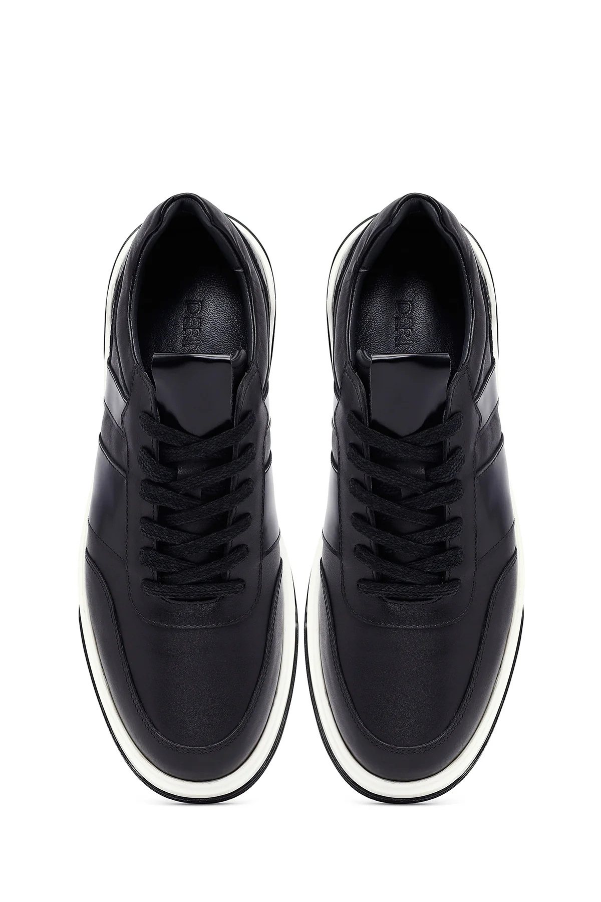 Erkek Siyah Bağcıklı Deri Sneaker - Image 7