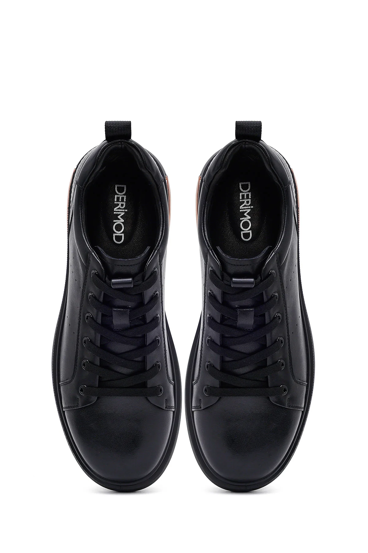 Erkek Siyah Bağcıklı Deri Sneaker - Image 7