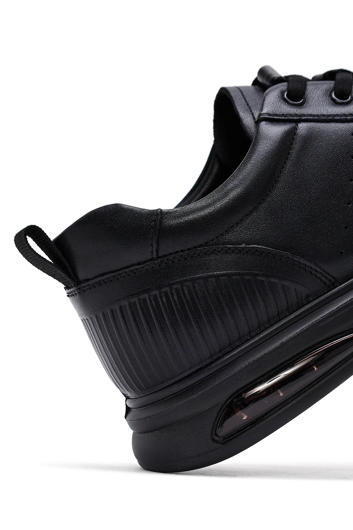 Erkek Siyah Bağcıklı Deri Sneaker - Image 9