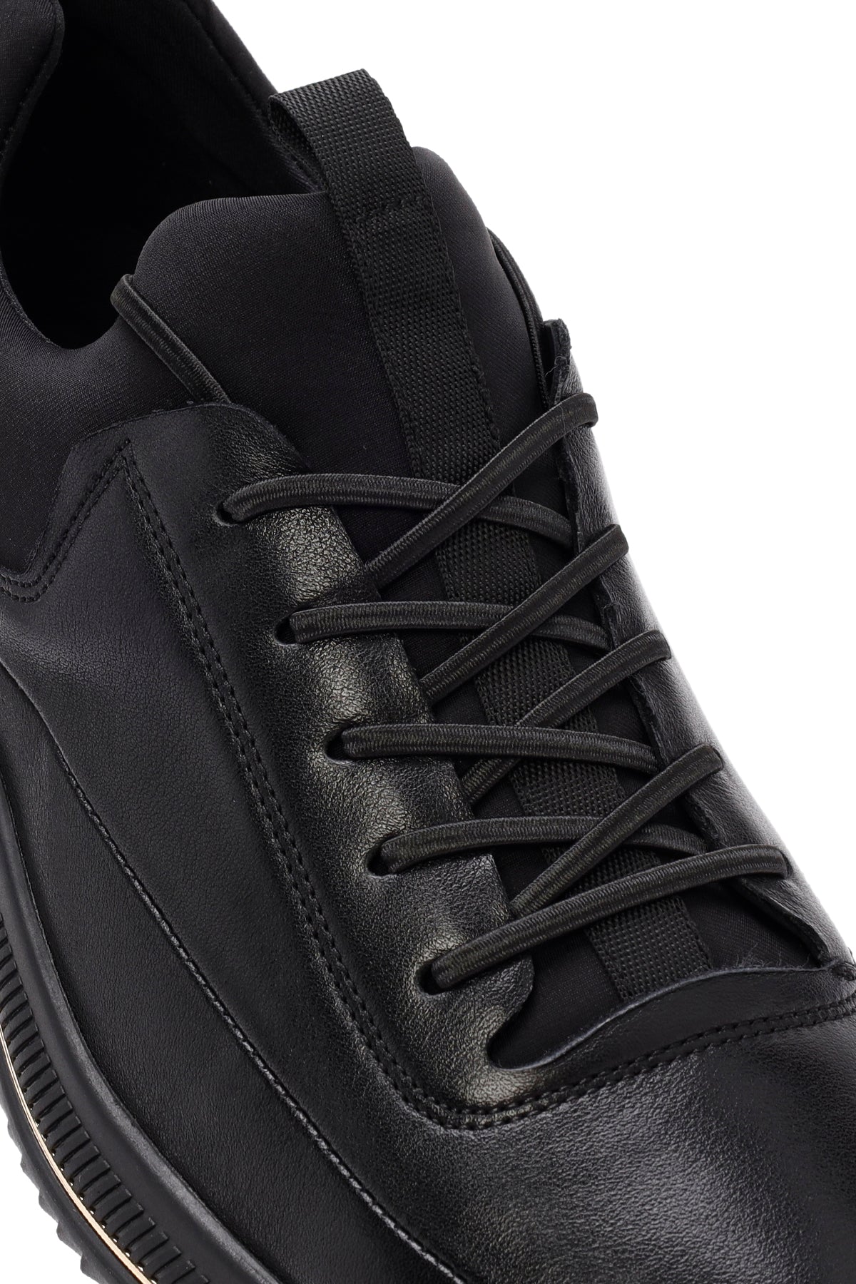 Erkek Siyah Bağcıklı Deri Sneaker - Image 10