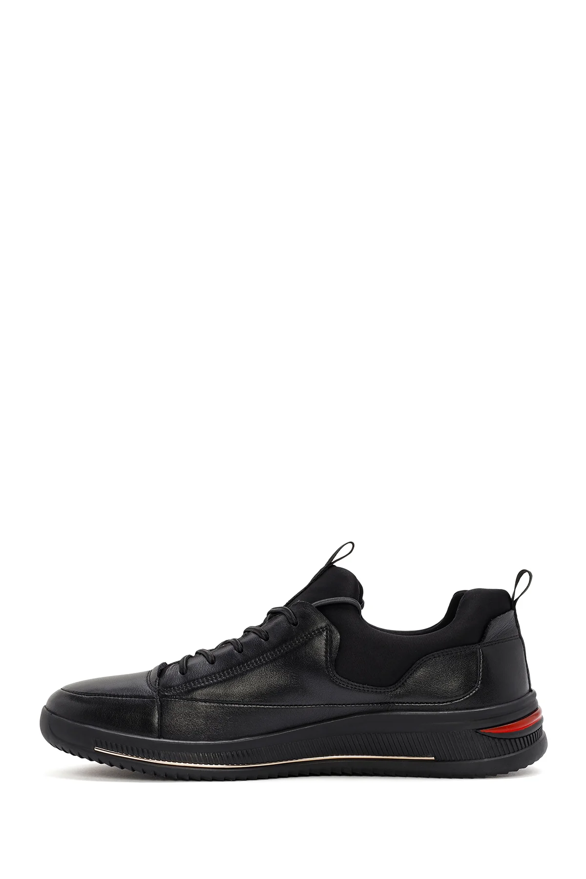 Erkek Siyah Bağcıklı Deri Sneaker - Image 4