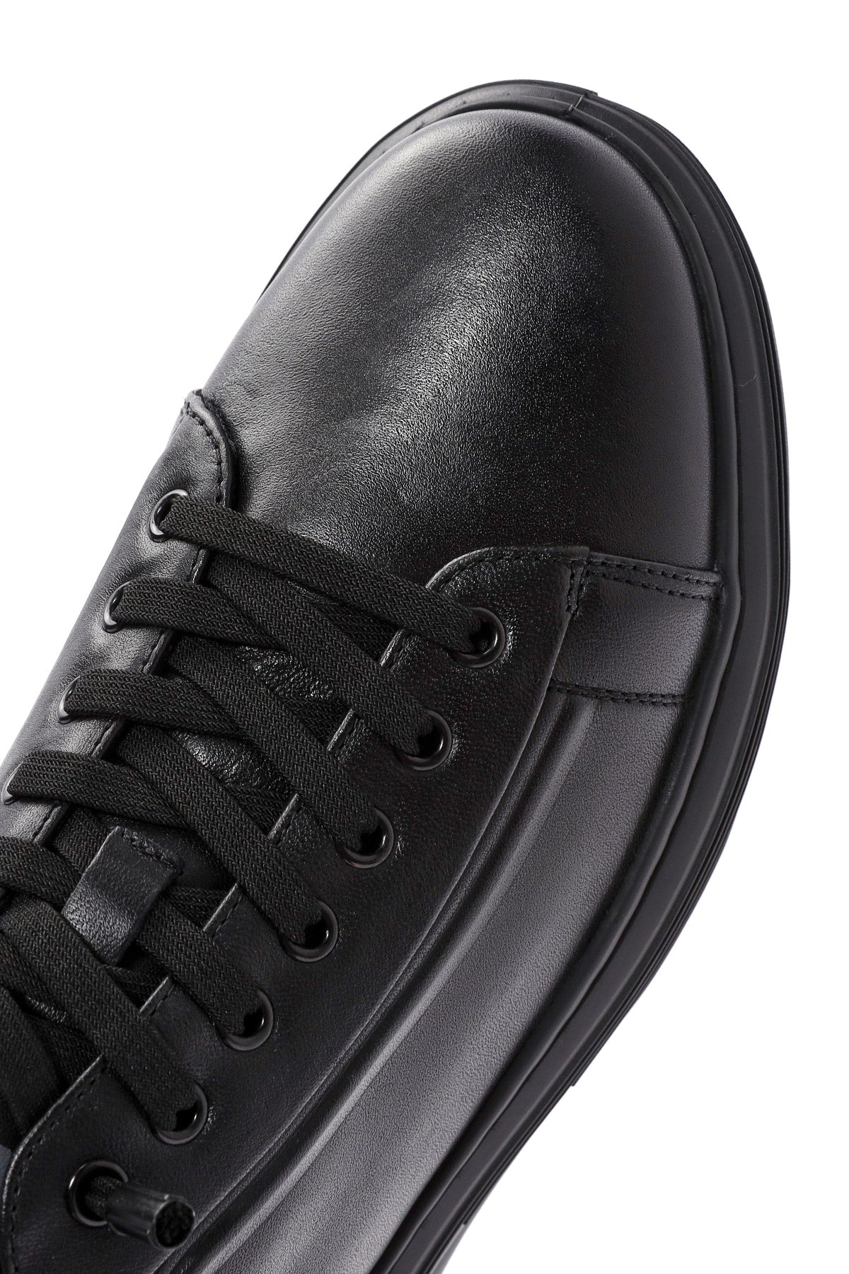 Erkek Siyah Bağcıklı Deri Sneaker - Image 9