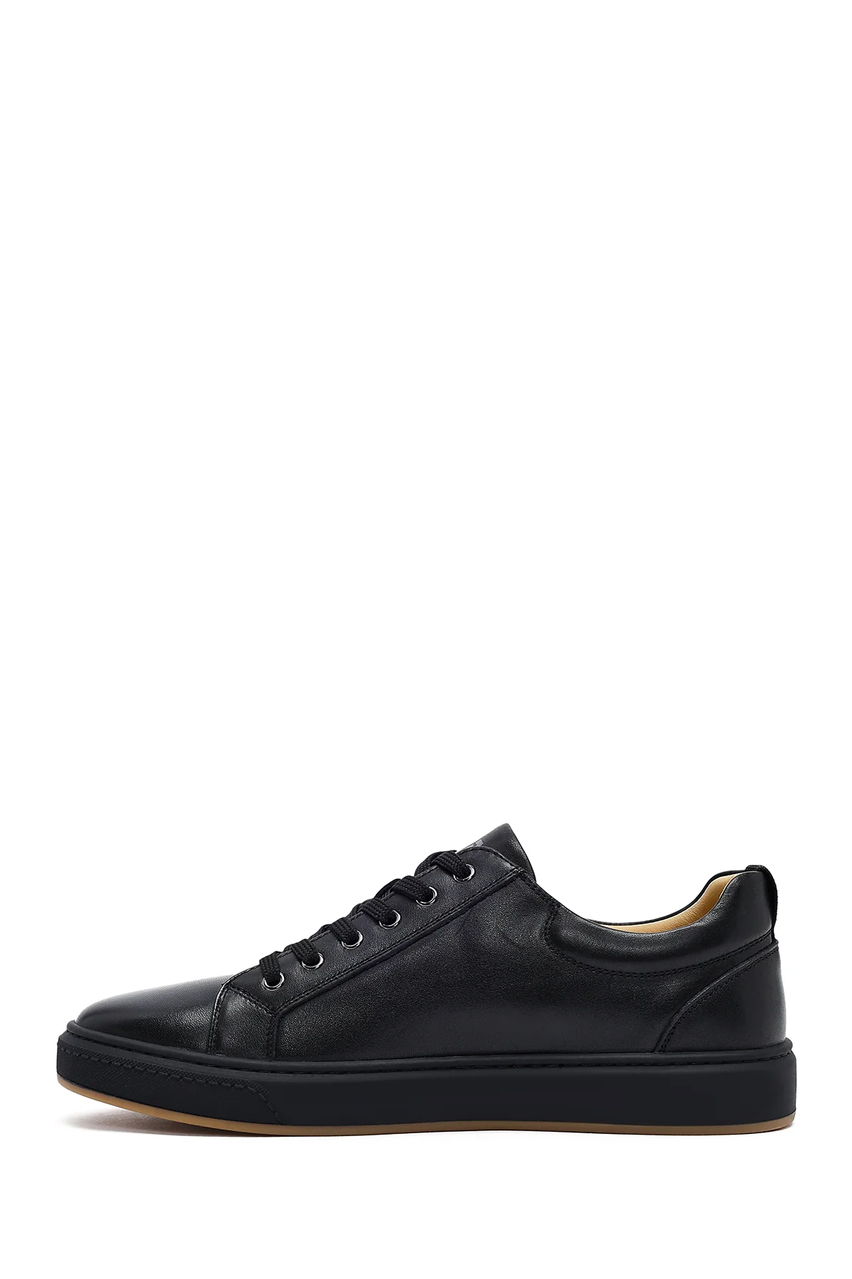 Erkek Siyah Bağcıklı Deri Sneaker - Image 2