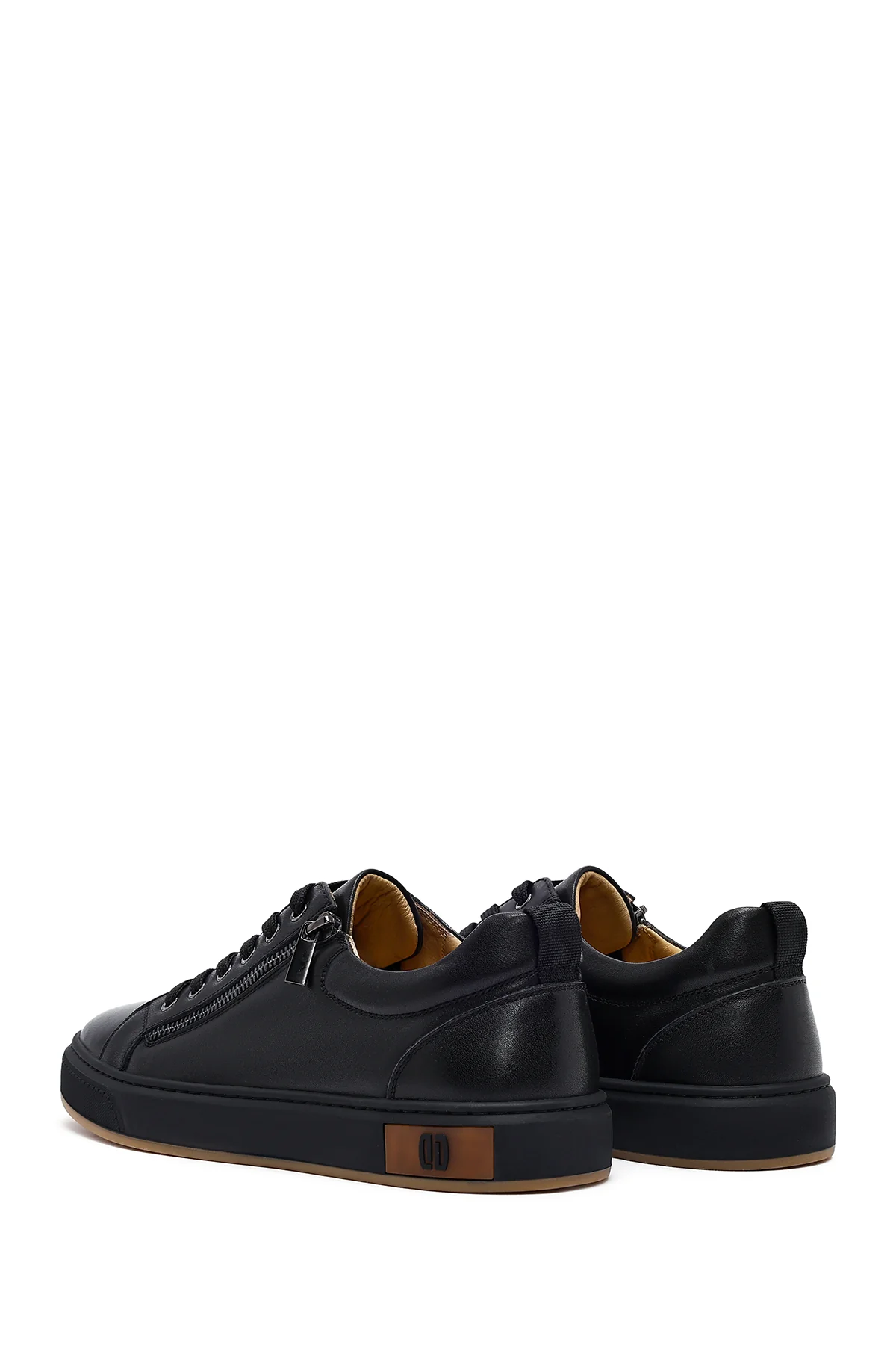Erkek Siyah Bağcıklı Deri Sneaker - Image 5