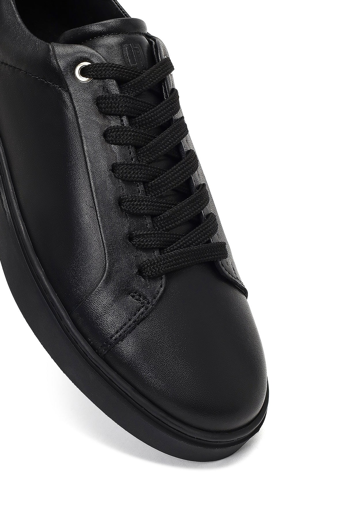 Erkek Siyah Bağcıklı Deri Sneaker - Image 9