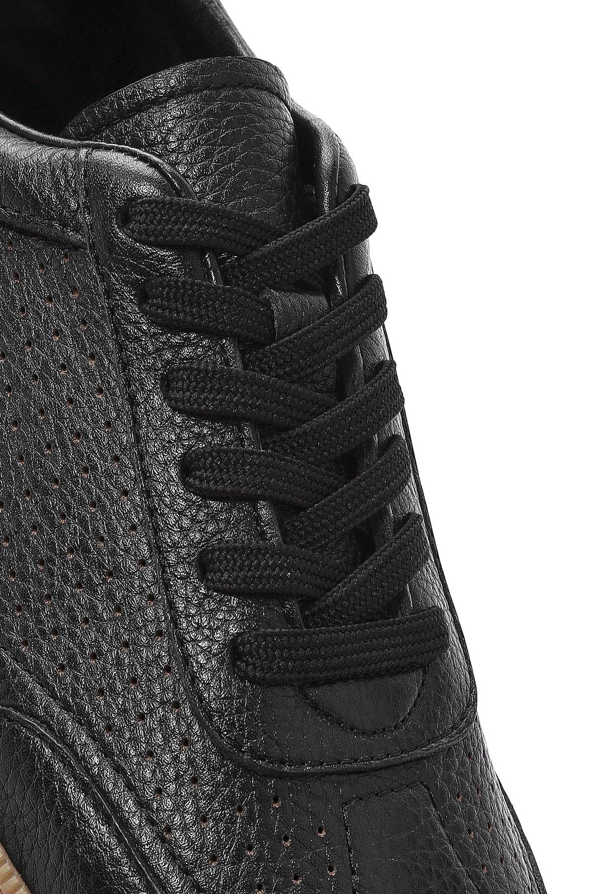 Erkek Siyah Bağcıklı Deri Sneaker - Image 11