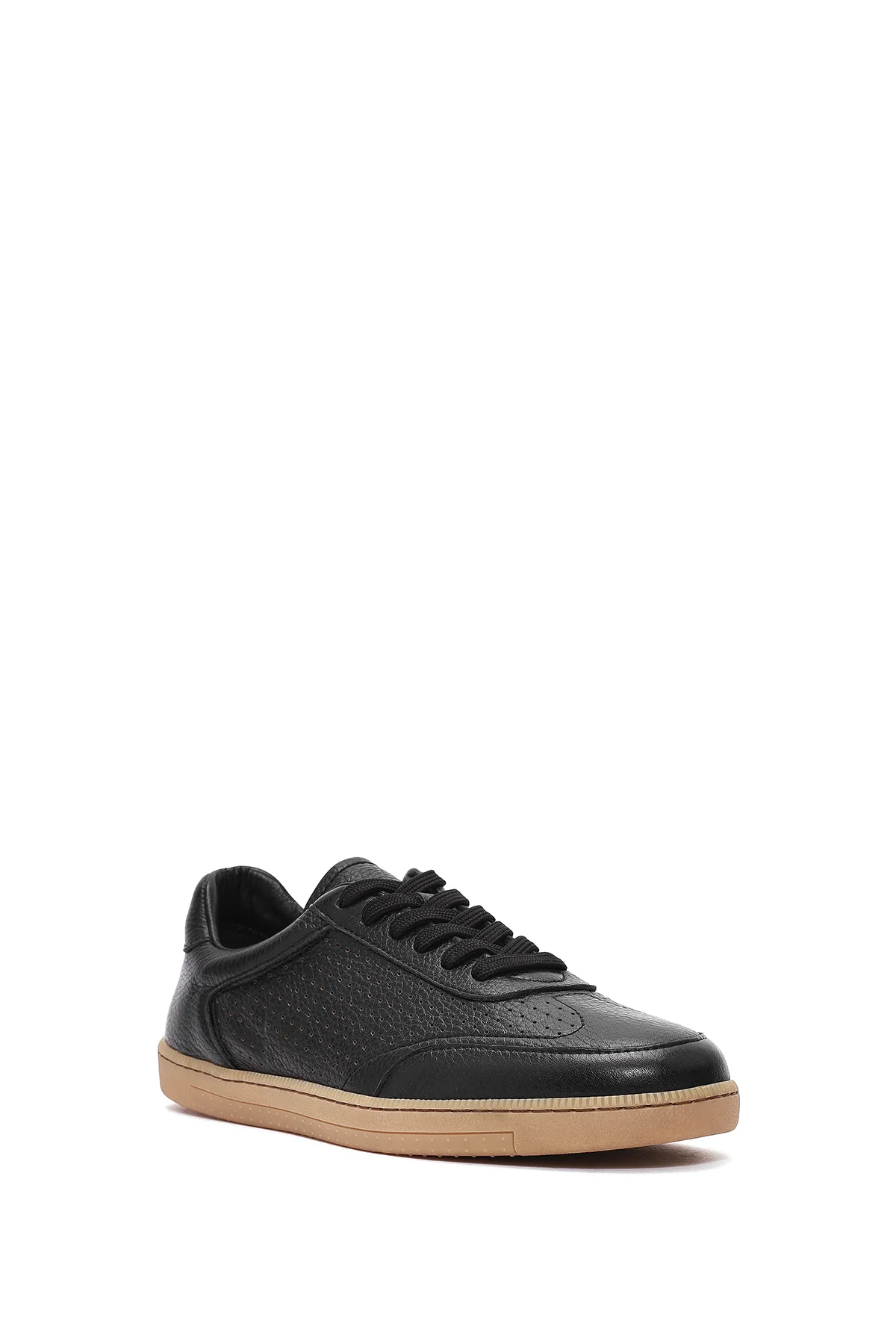 Erkek Siyah Bağcıklı Deri Sneaker - Image 9