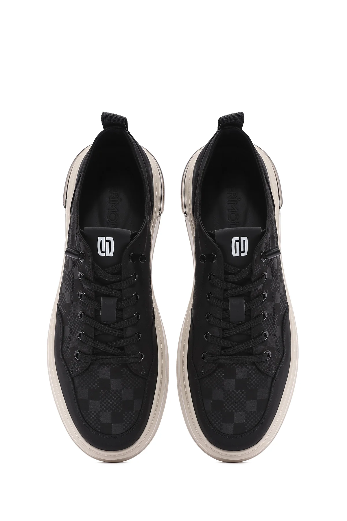 Erkek Siyah Bağcıklı Desenli Kumaş Sneaker - Image 7