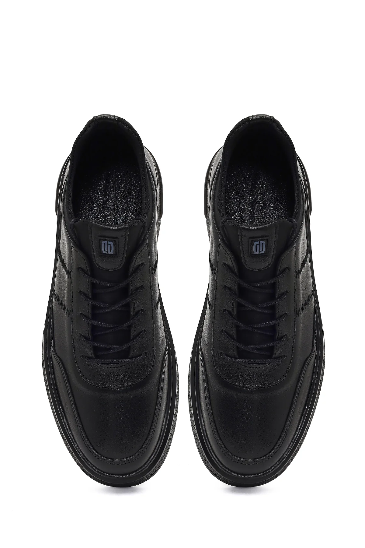 Erkek Siyah Bağcıklı Kalın Tabanlı Deri Casual Sneaker - Image 7