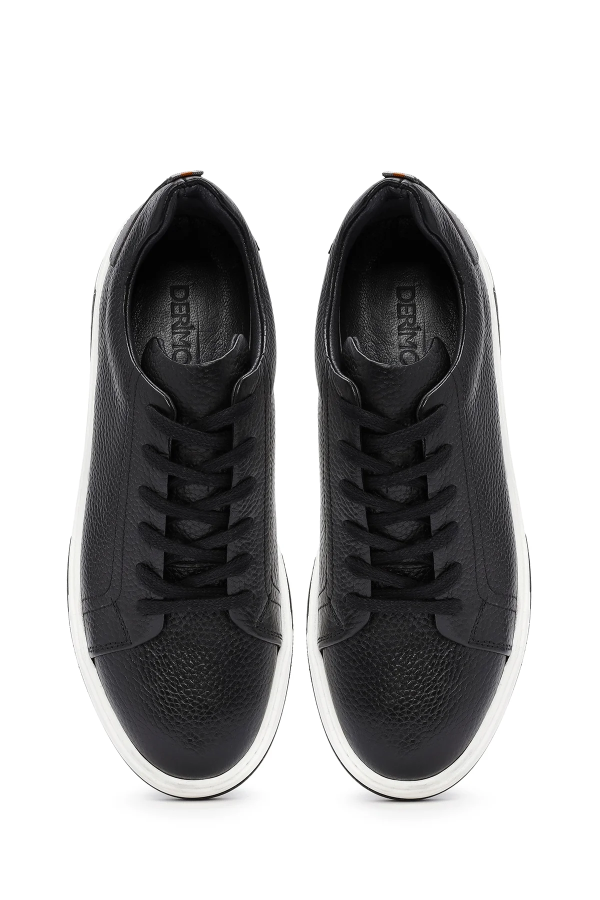 Erkek Siyah Bağcıklı Kalın Tabanlı Deri Sneaker - Image 7