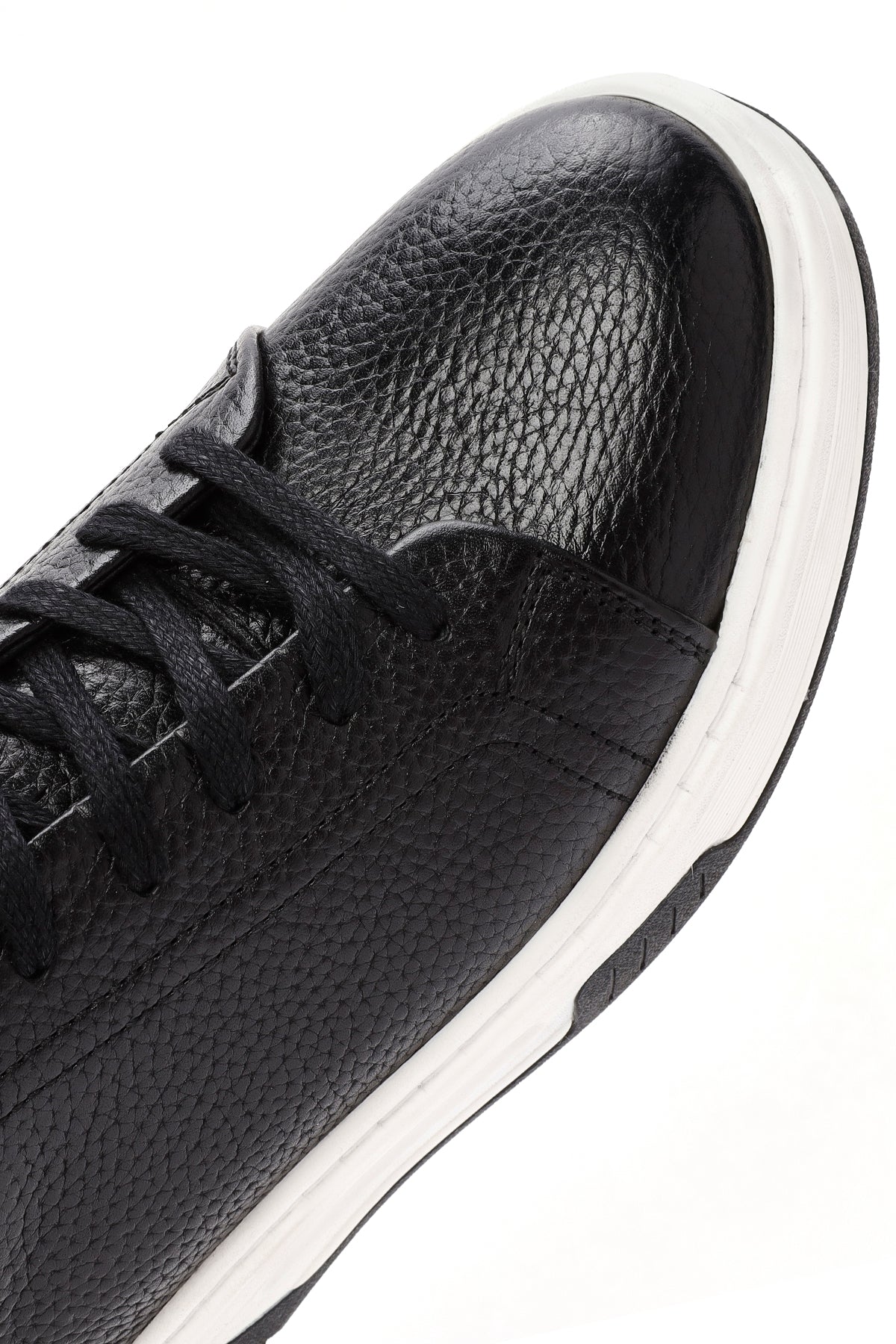 Erkek Siyah Bağcıklı Kalın Tabanlı Deri Sneaker - Image 9