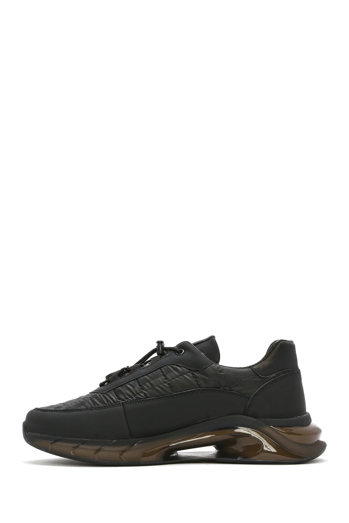 Erkek Siyah Bağcıklı Kalın Tabanlı Deri Sneaker - Image 2