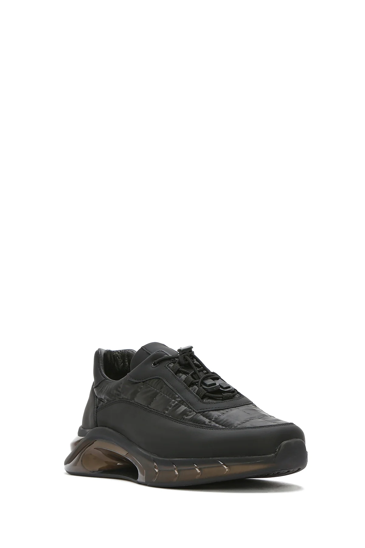 Erkek Siyah Bağcıklı Kalın Tabanlı Deri Sneaker - Image 6