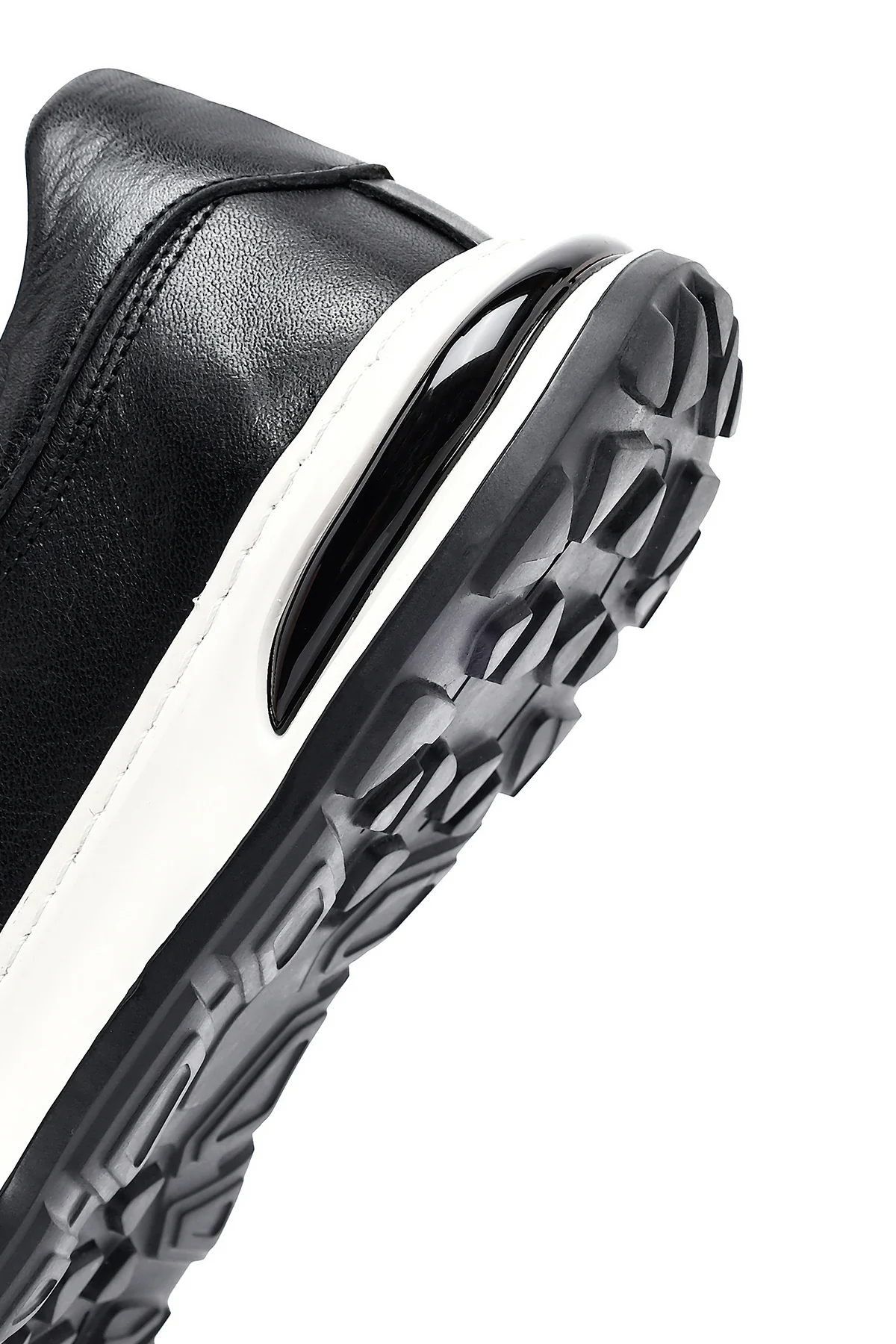 Erkek Siyah Bağcıklı Kalın Tabanlı Deri Sneaker - Image 8