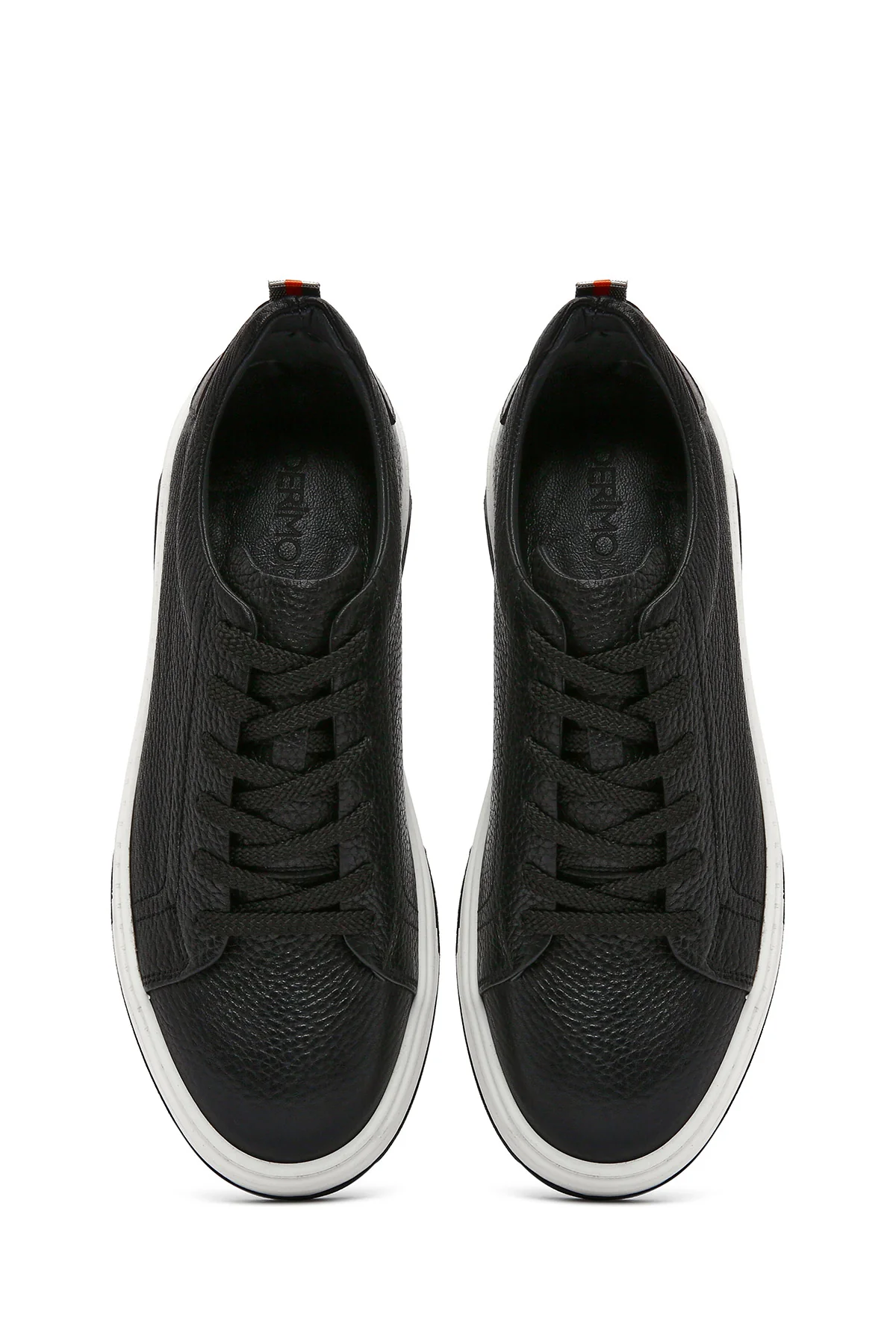 Erkek Siyah Bağcıklı Kalın Tabanlı Deri Sneaker - Image 7