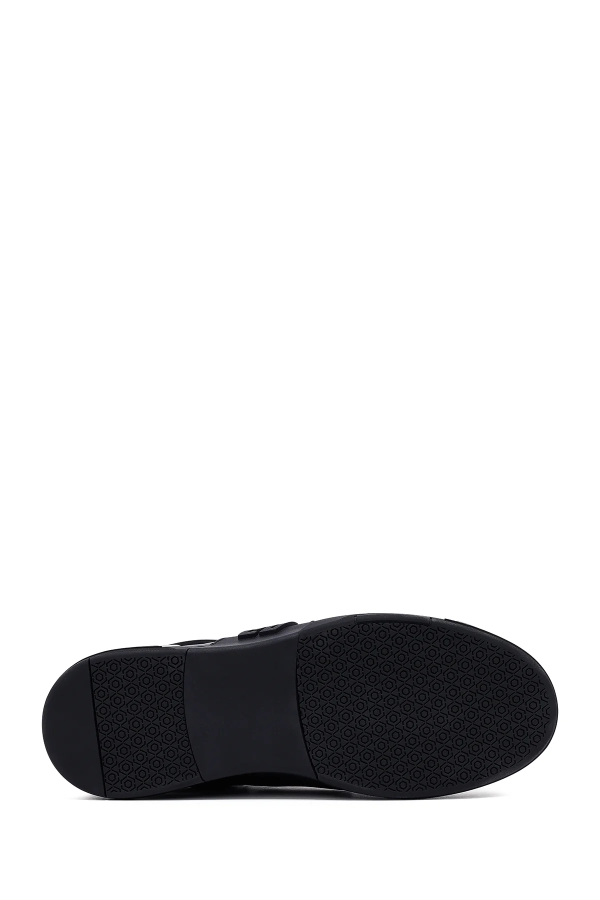 Erkek Siyah Bağcıklı Kalın Tabanlı Deri Sneaker - Image 4