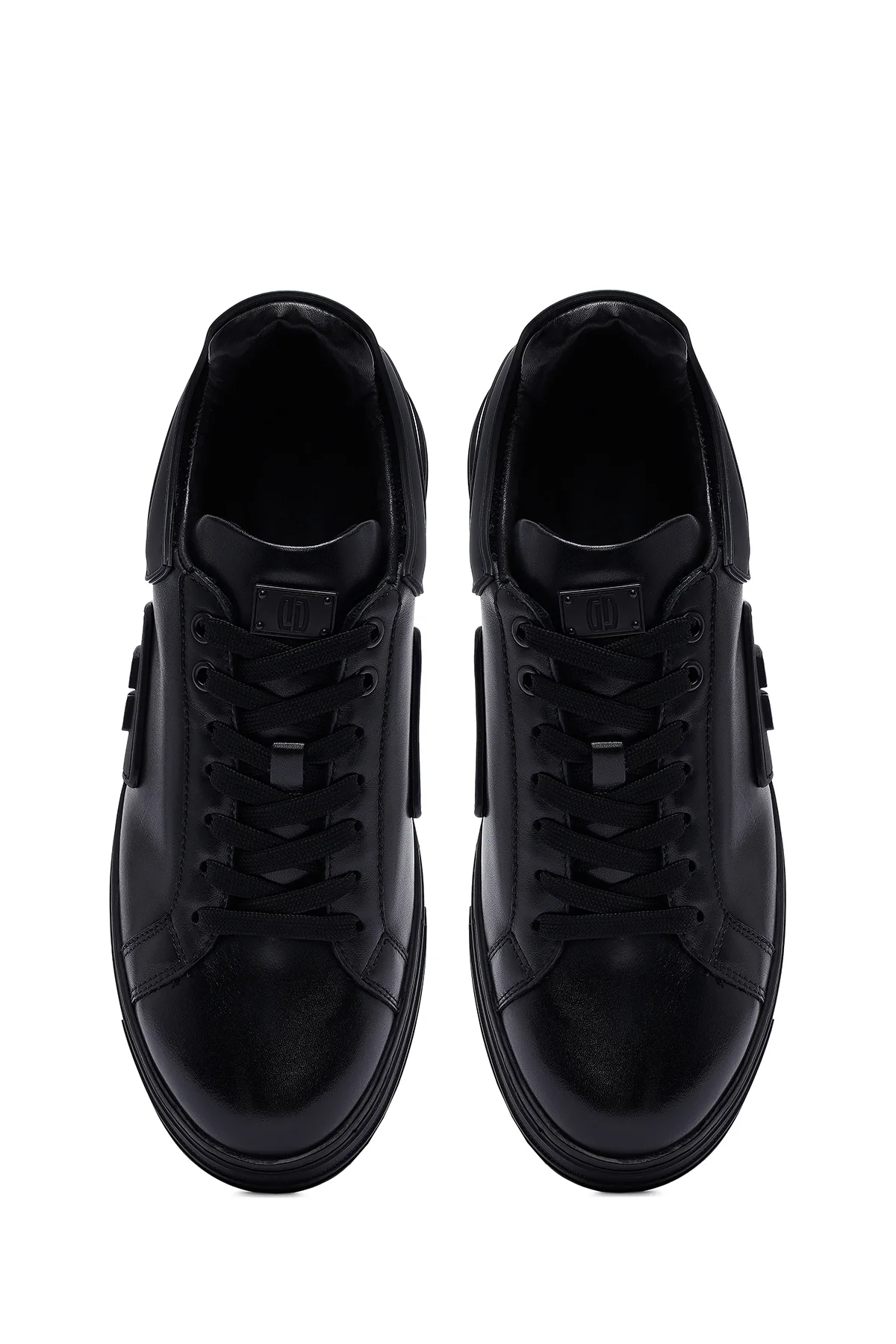 Erkek Siyah Bağcıklı Kalın Tabanlı Deri Sneaker - Image 7