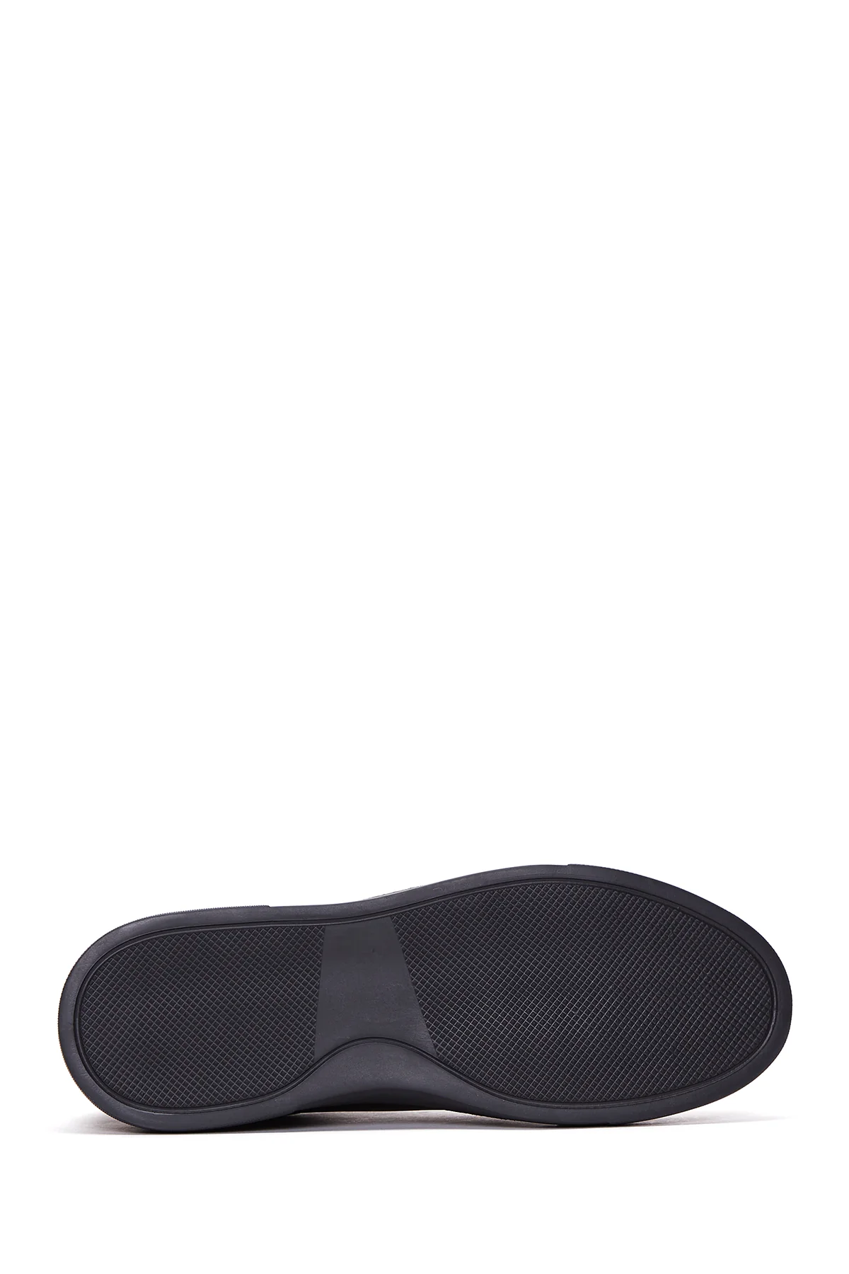 Erkek Siyah Bağcıklı Kalın Tabanlı Deri Sneaker - Image 4