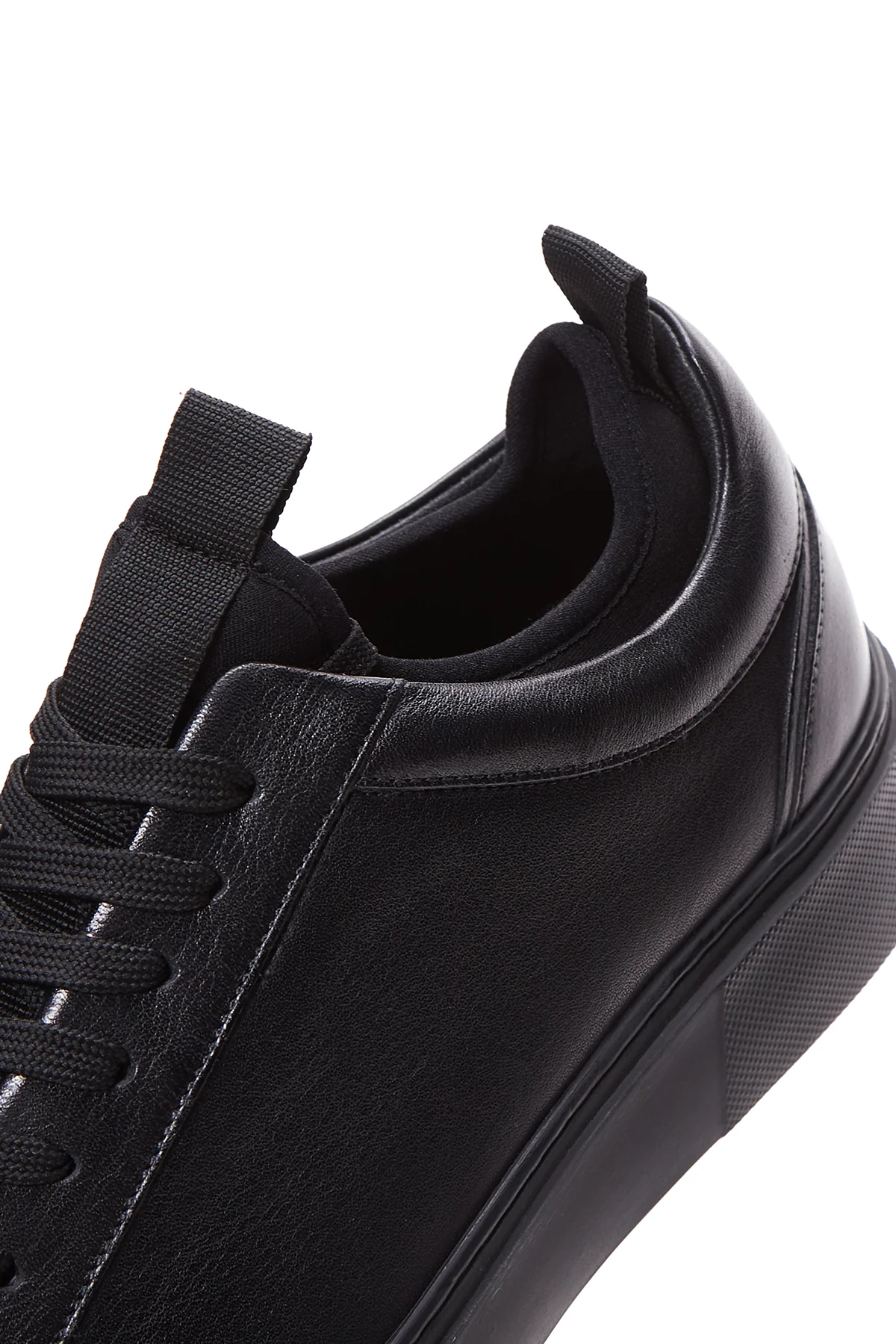 Erkek Siyah Bağcıklı Kalın Tabanlı Deri Sneaker - Image 7
