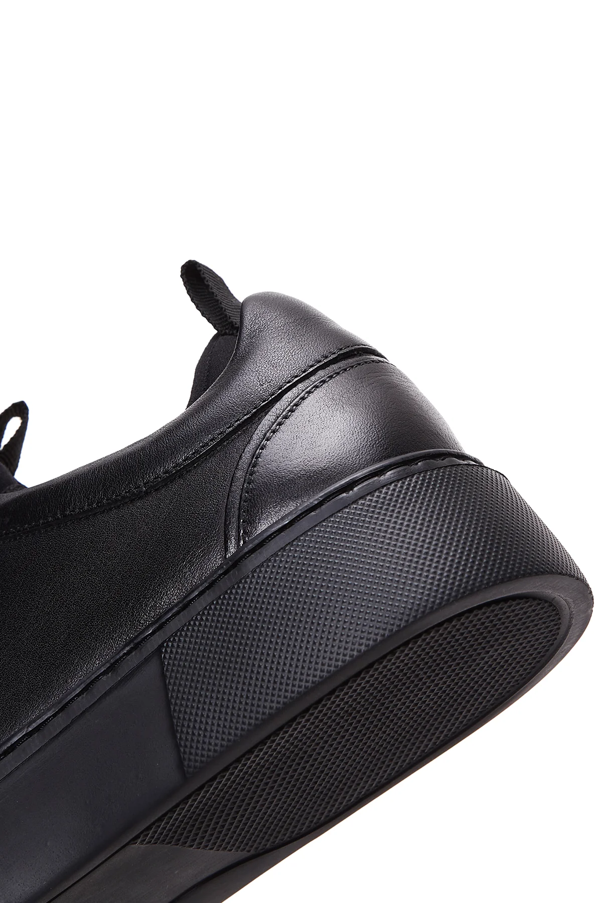 Erkek Siyah Bağcıklı Kalın Tabanlı Deri Sneaker - Image 8